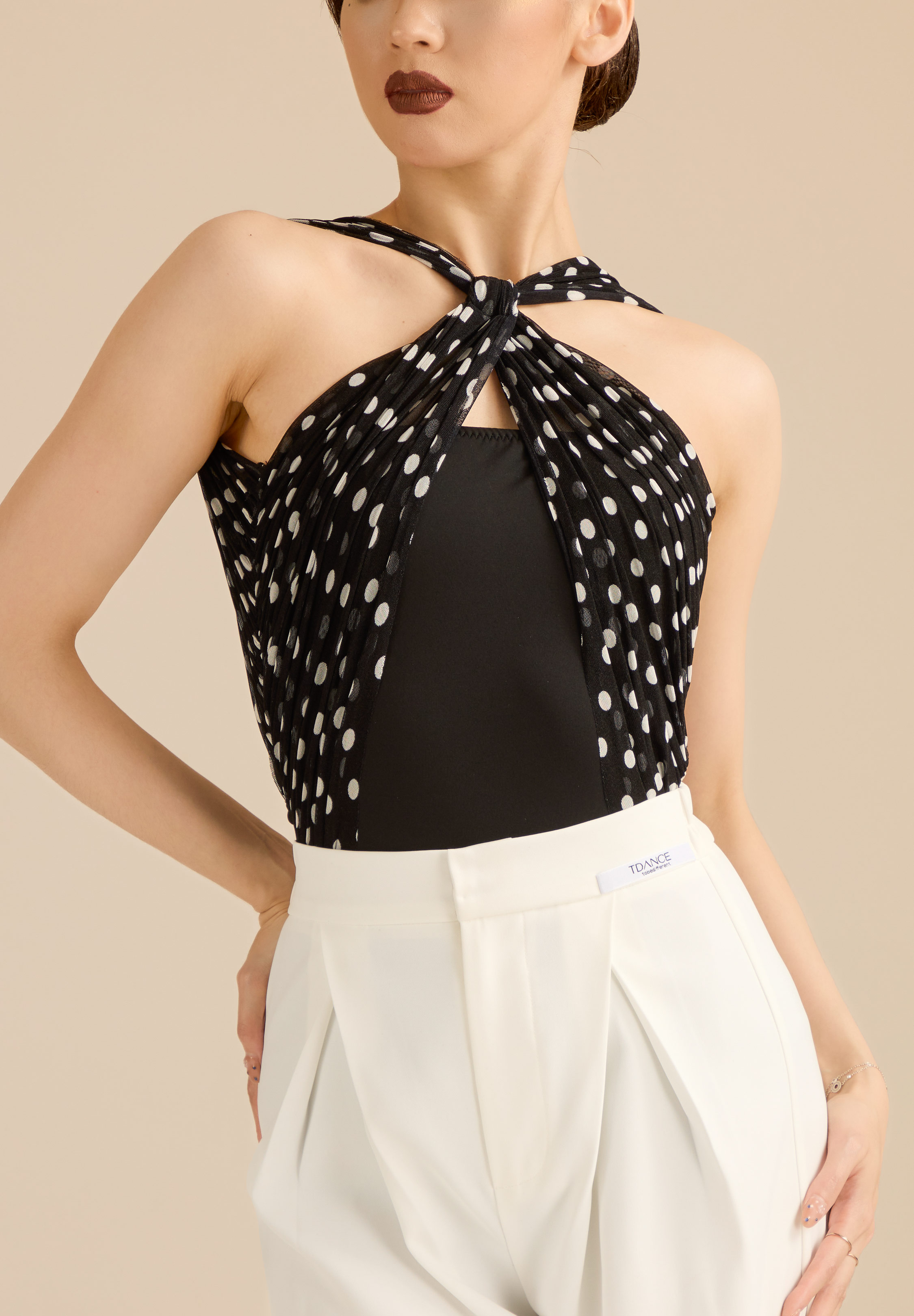 TDANCE Polka Mirage Latin Top JM-0323-Black/Dots