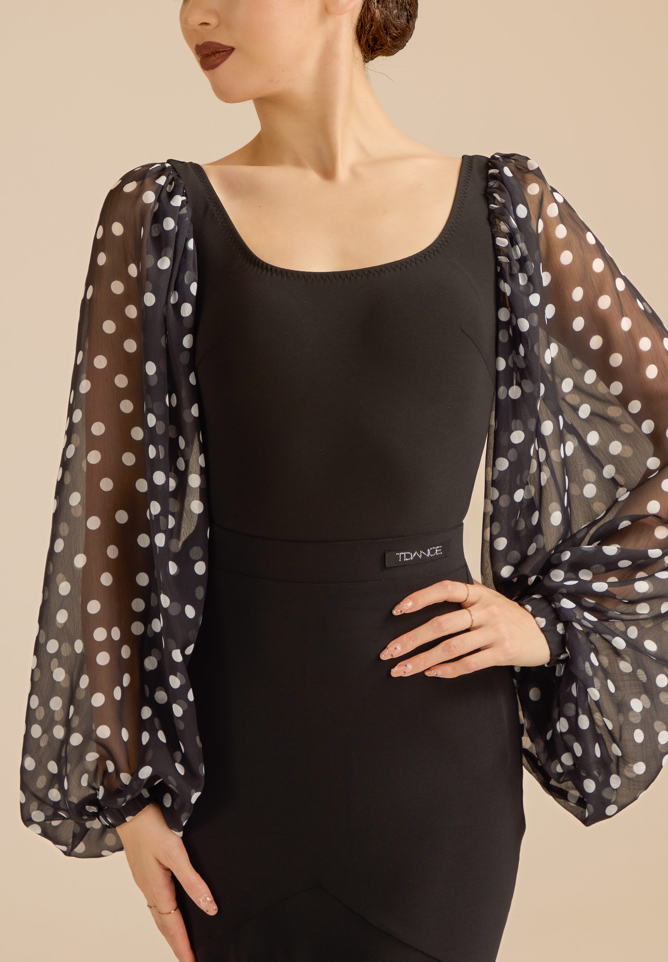 TDANCE Polka Muse Ballroom Top JM-0326-Black/Dots
