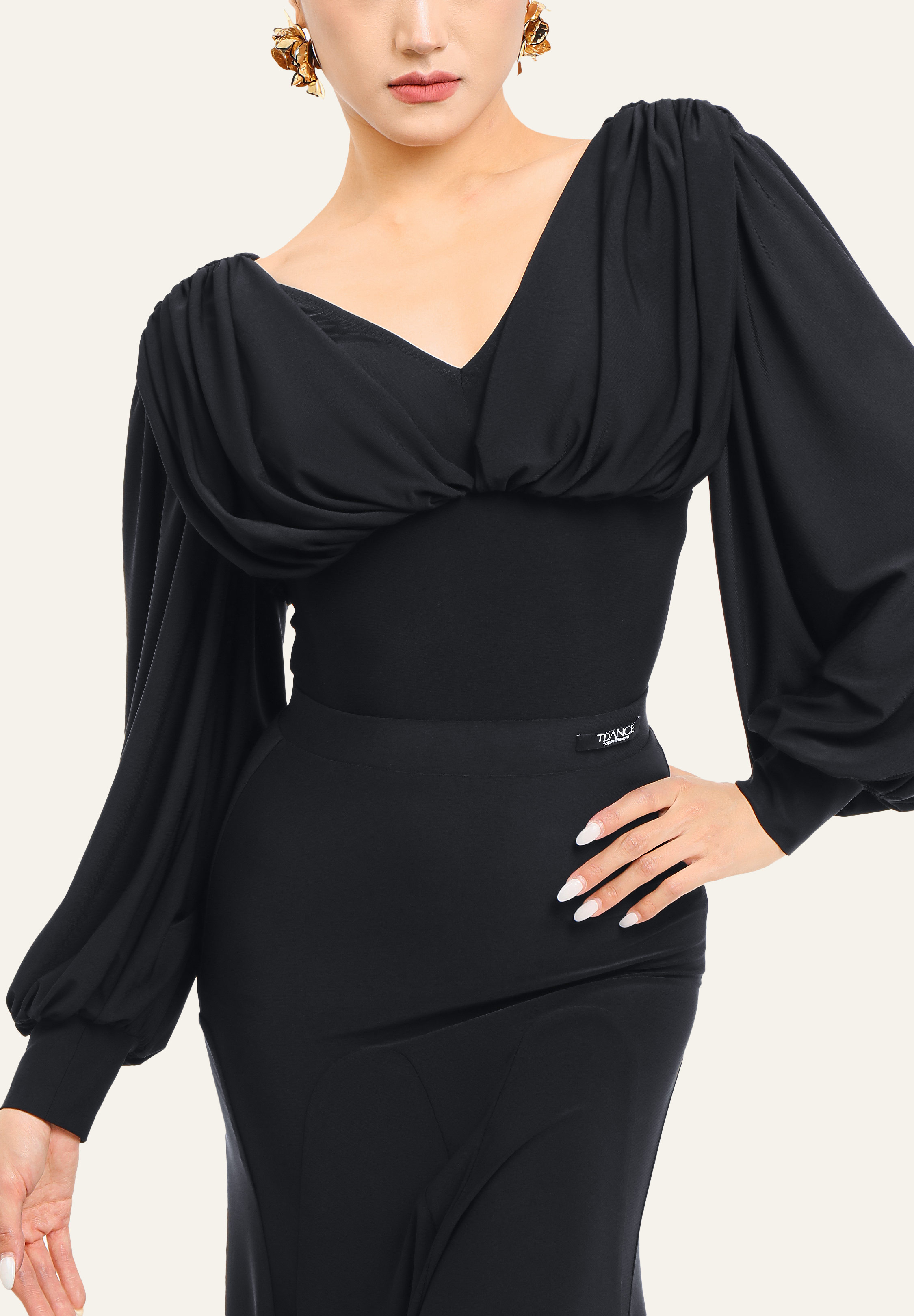 TDANCE Bishop Sleeve Top JM-0048-Black