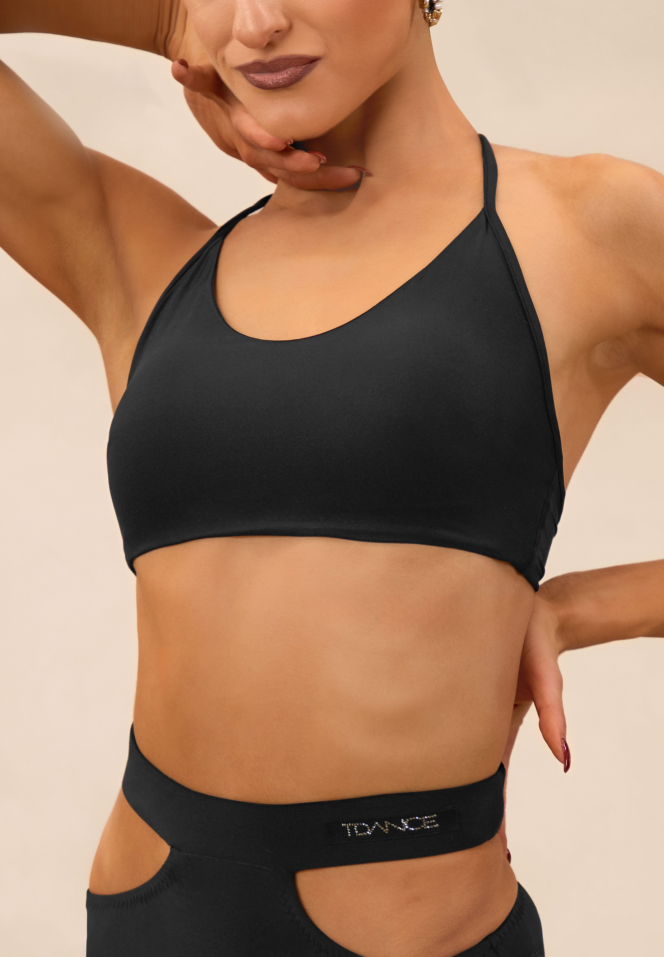 TDANCE Noir Open Back Halter Top GL-0338-Black
