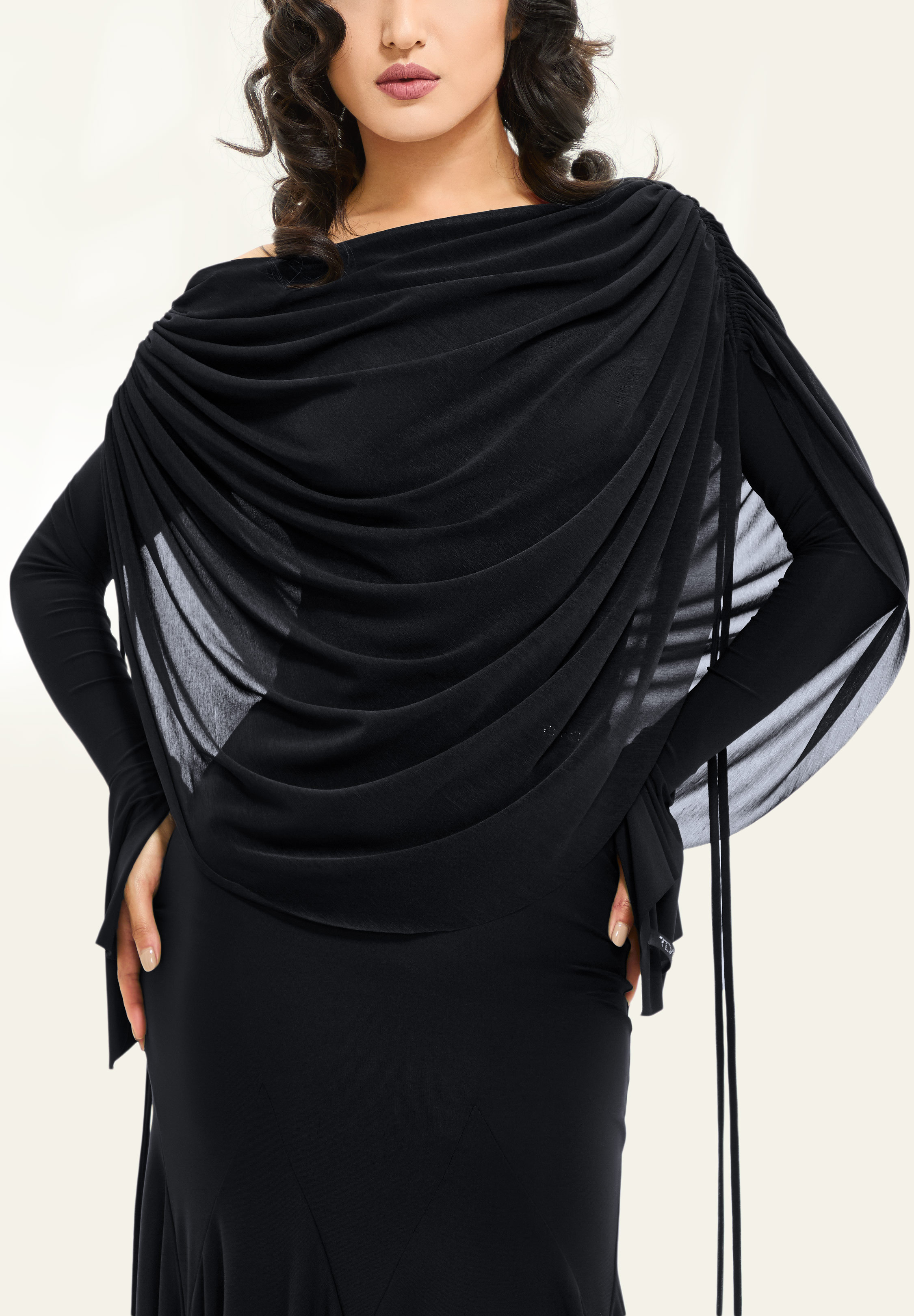 TDANCE Draped Drawstring Top JM-0115-Black