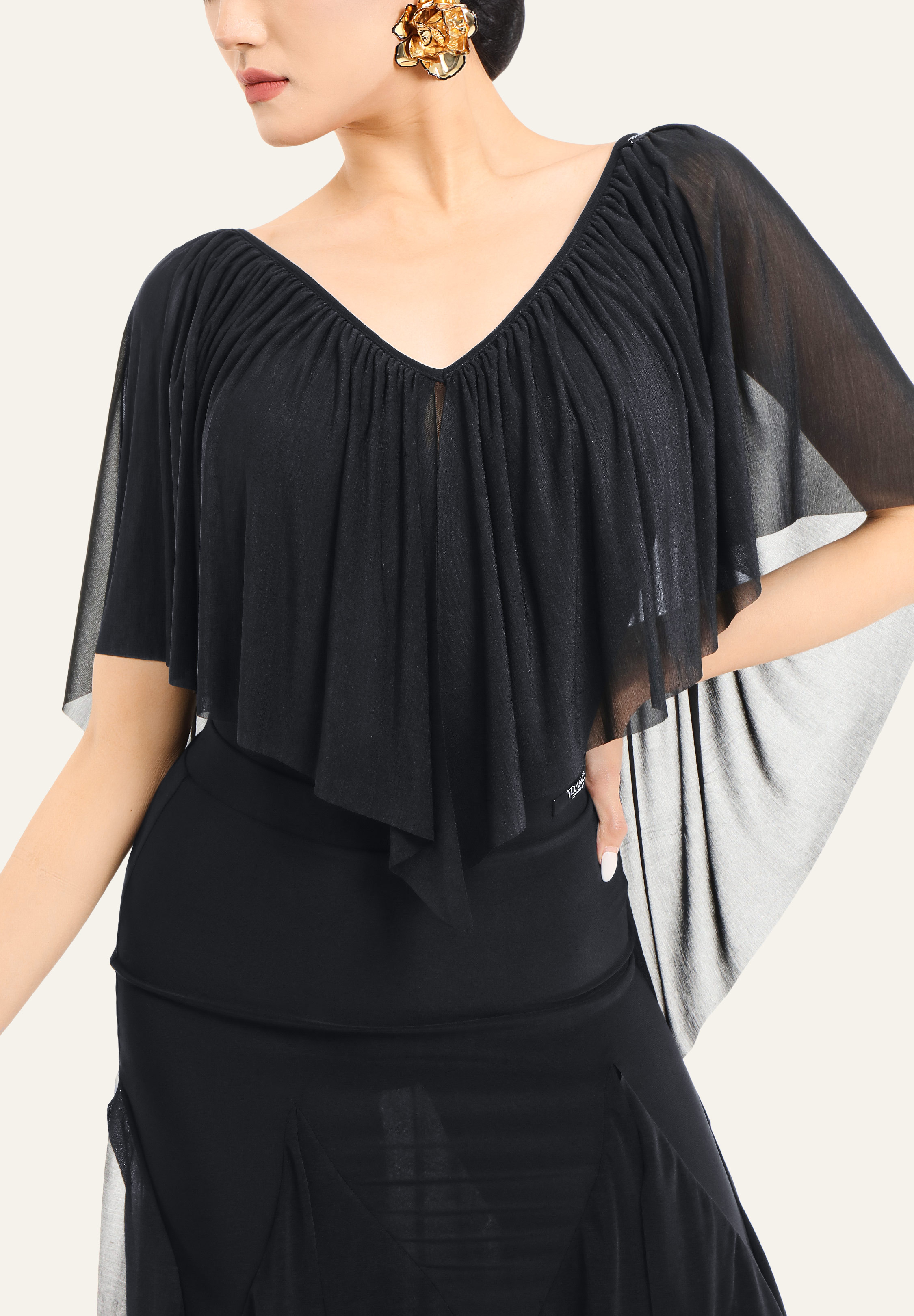 TDANCE Flutter Cape Top JM-0040-Black