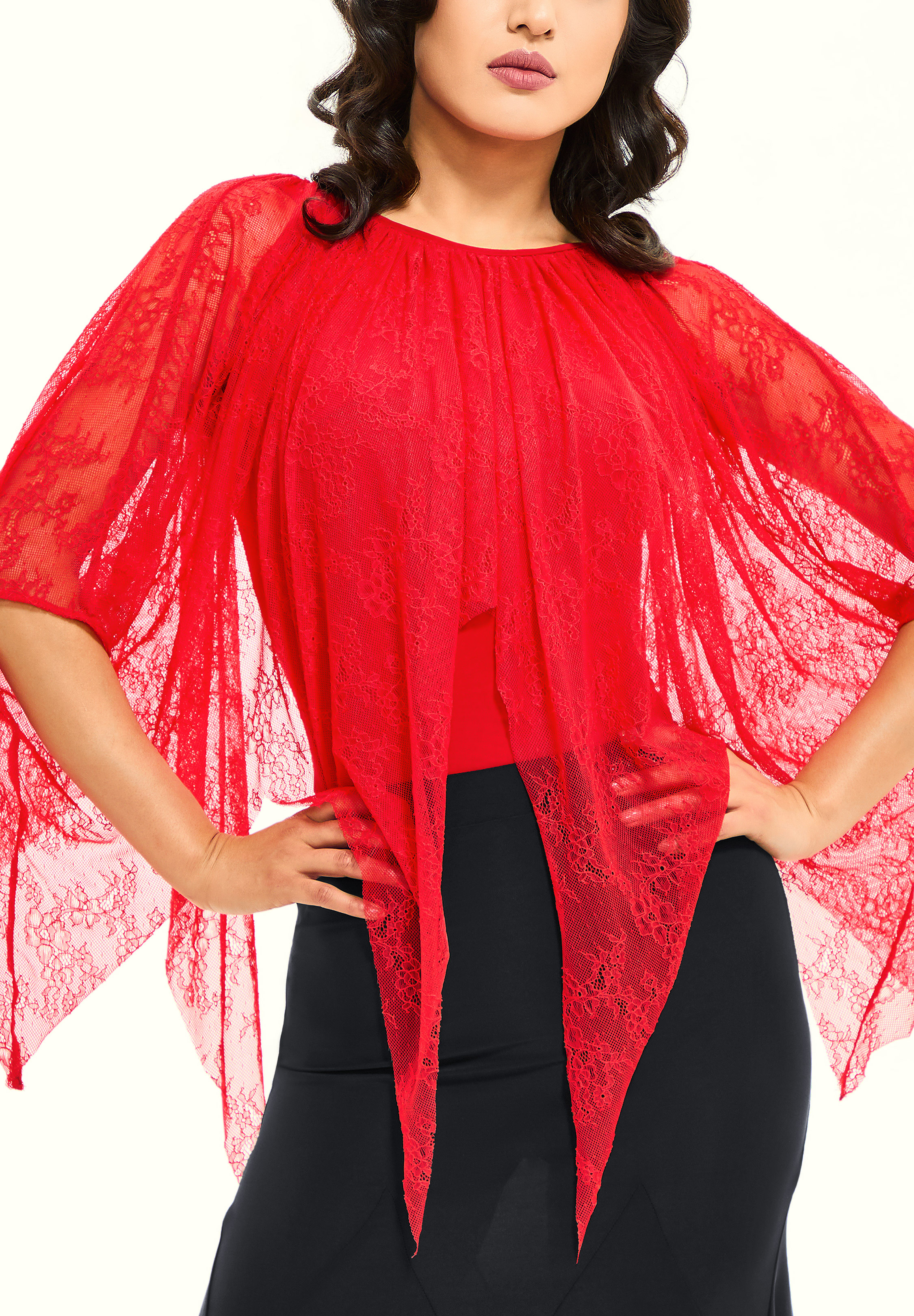 TDANCE Jagged Dance Top JM-0001-Red Lace