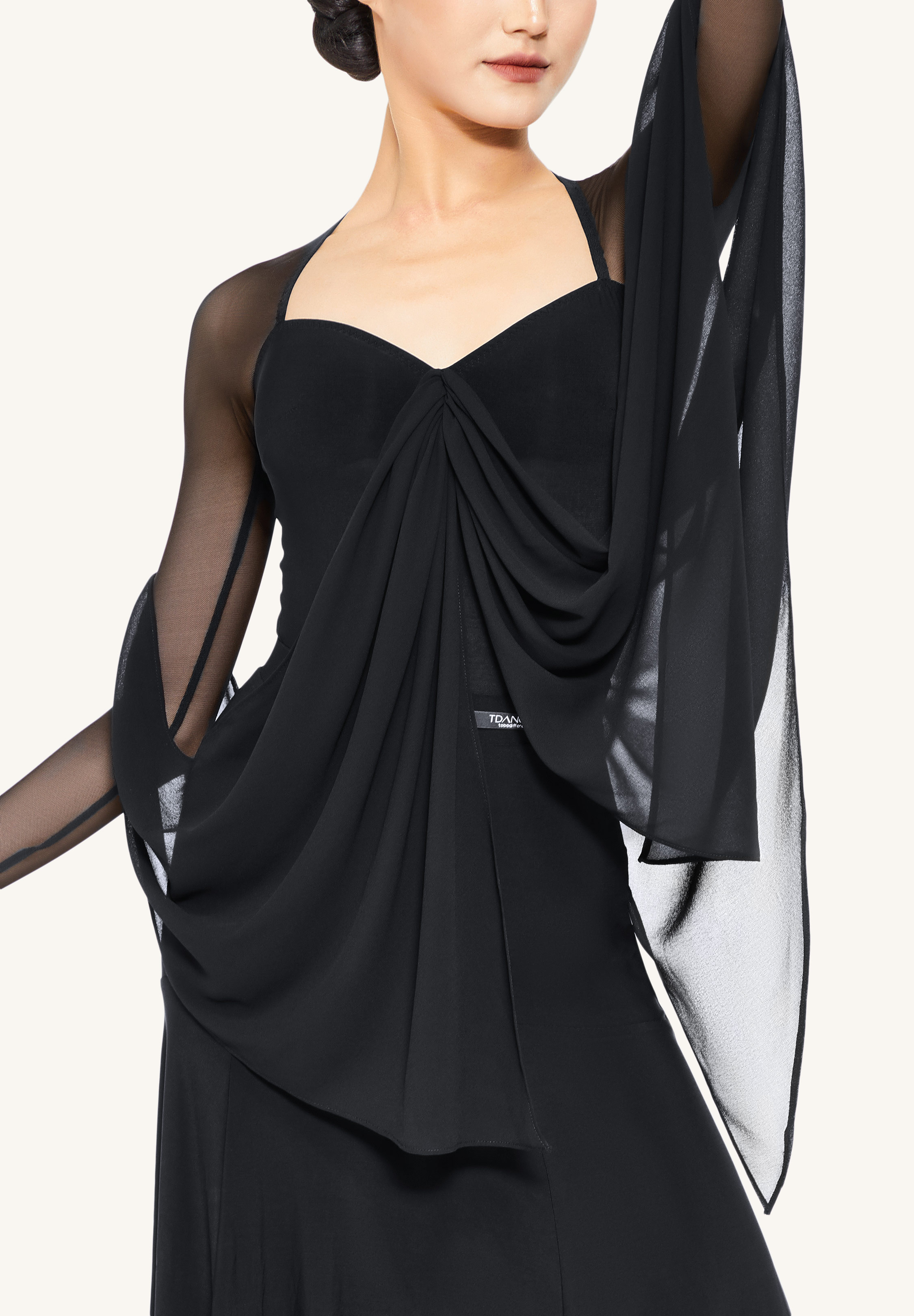 TDANCE Sheer Float Sweetheart Top JM-0008-Black