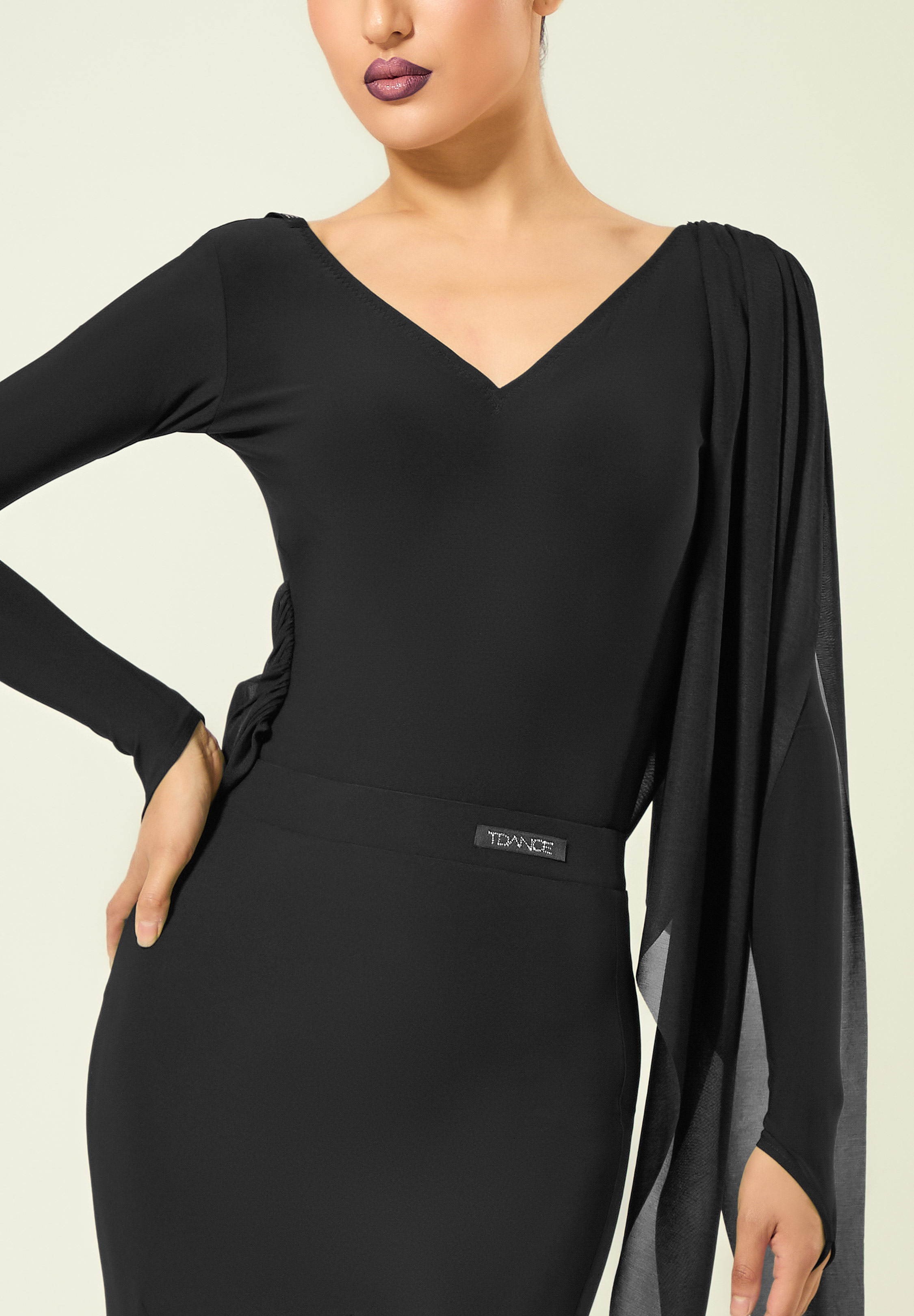 TDANCE Sleek Shoulder Drape Top JM-0268-Black