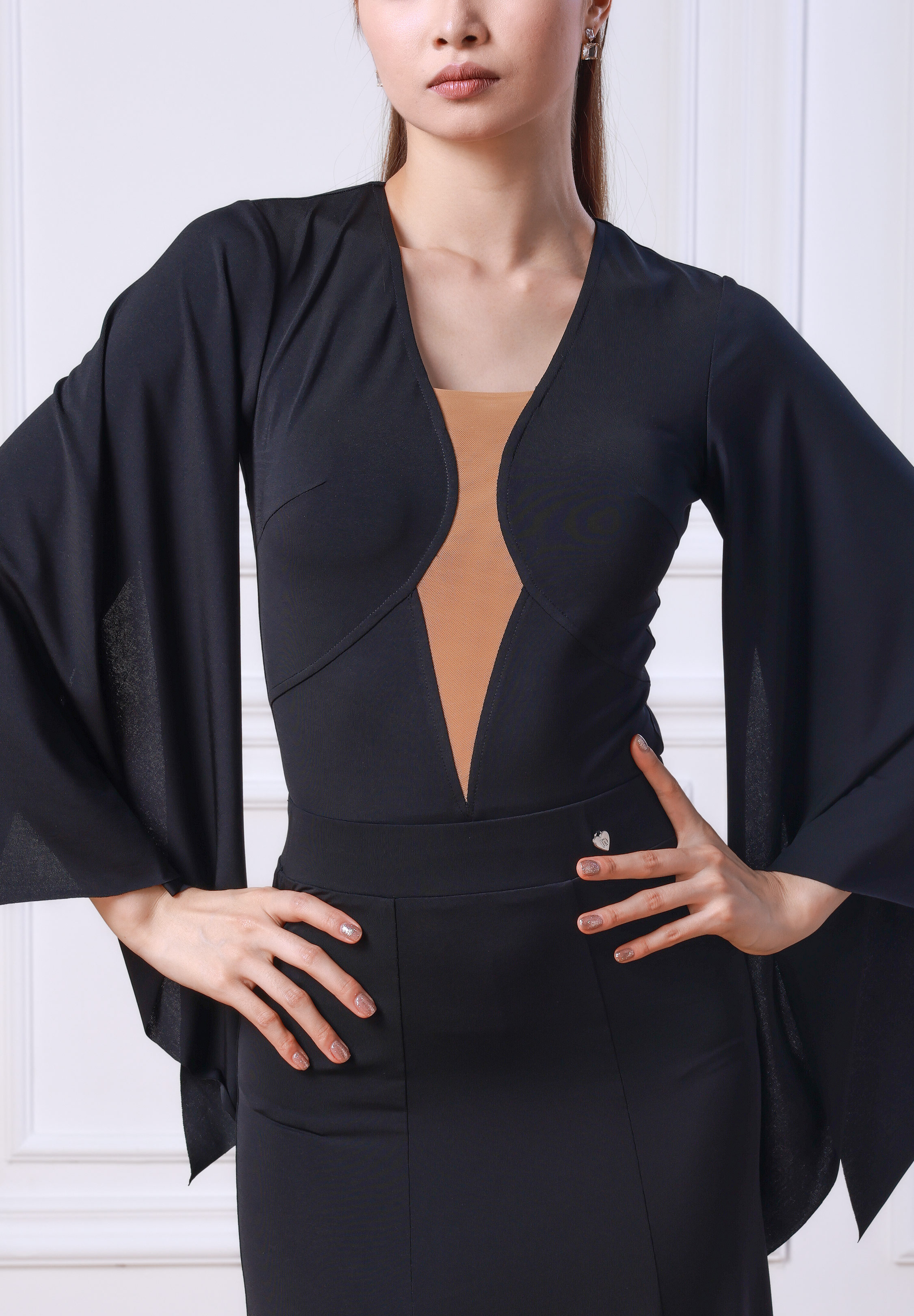 TID Shadow Spell Ballroom Bodysuit B076-Black