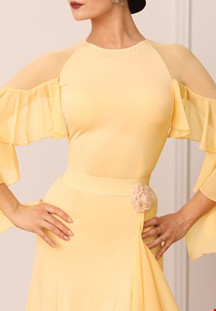 TID Ruffle Sleeve Dance Top B011-Yellow