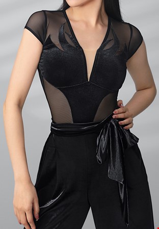 TID Dark Flame Velvet Dance Top M370-Black