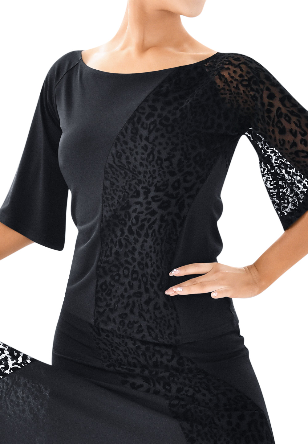 Taka Wide Trumpet Sleeve Dancing Top LP-BL57KR-Black Leopard