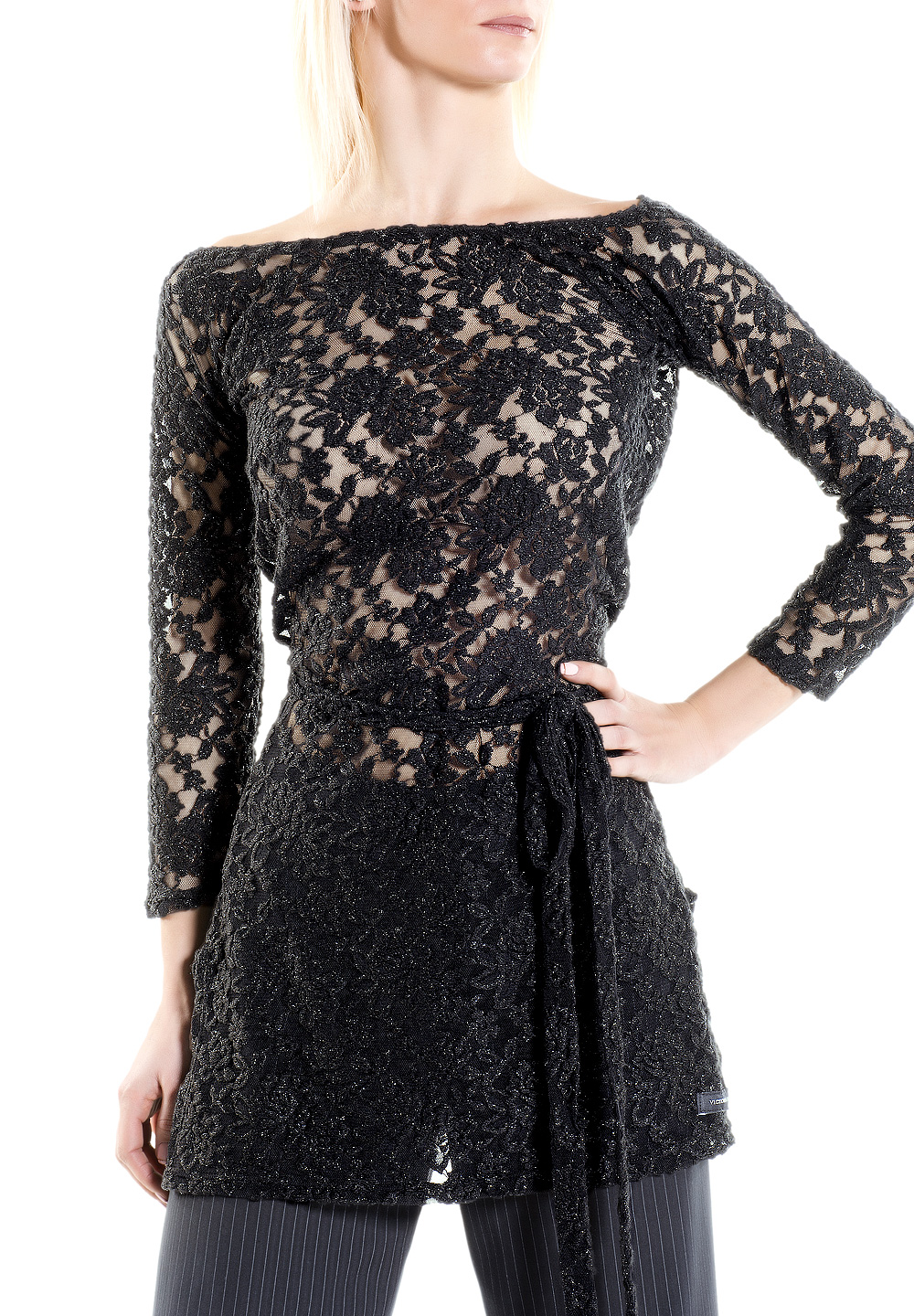 Victoria Blitz Womens Dance Top Ocean-Black Lace