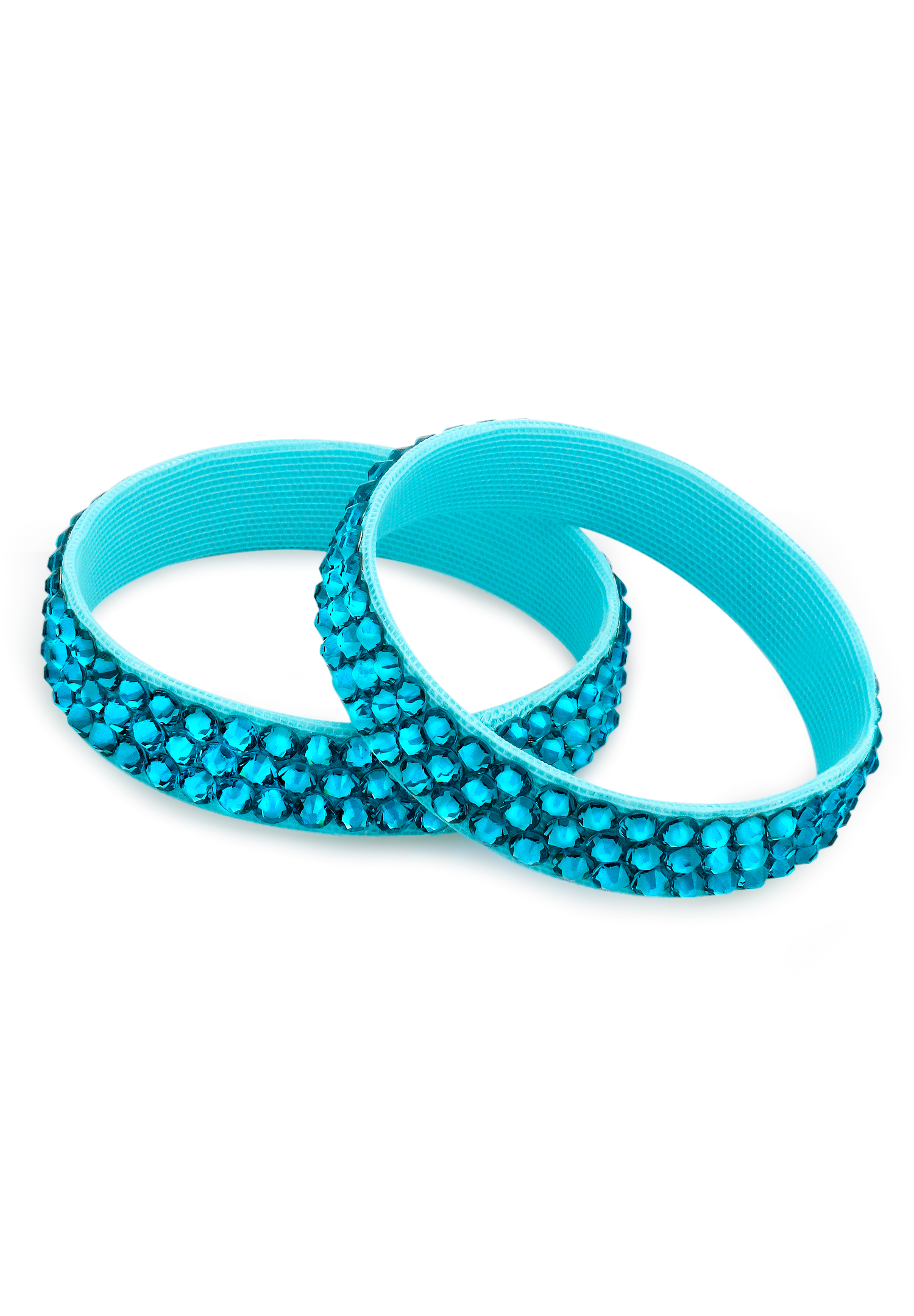 BeSparkled Blue Zircon 3 Row Rhinestone Bracelet (Single)-Blue Zircon