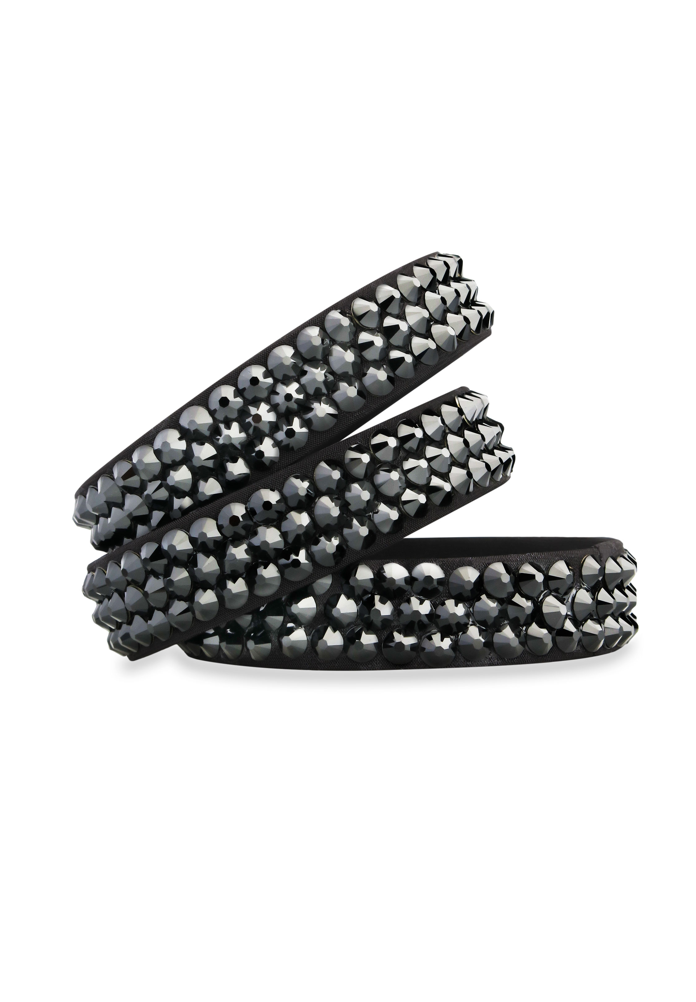 BeSparkled Jet 3 Row Rhinestone Bracelet (Single)-Jet