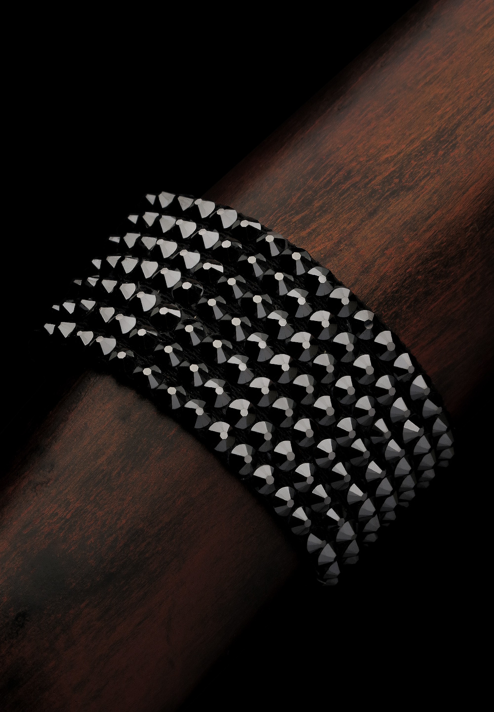 Sarika 7 Row Rhinestone Bracelet BC-655 Jet Hematite-Jet Hematite