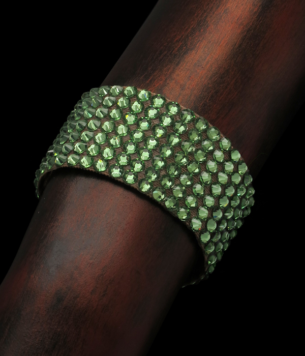 Sarika 7 Row Rhinestone Bracelet BC-655 Peridot-Peridot