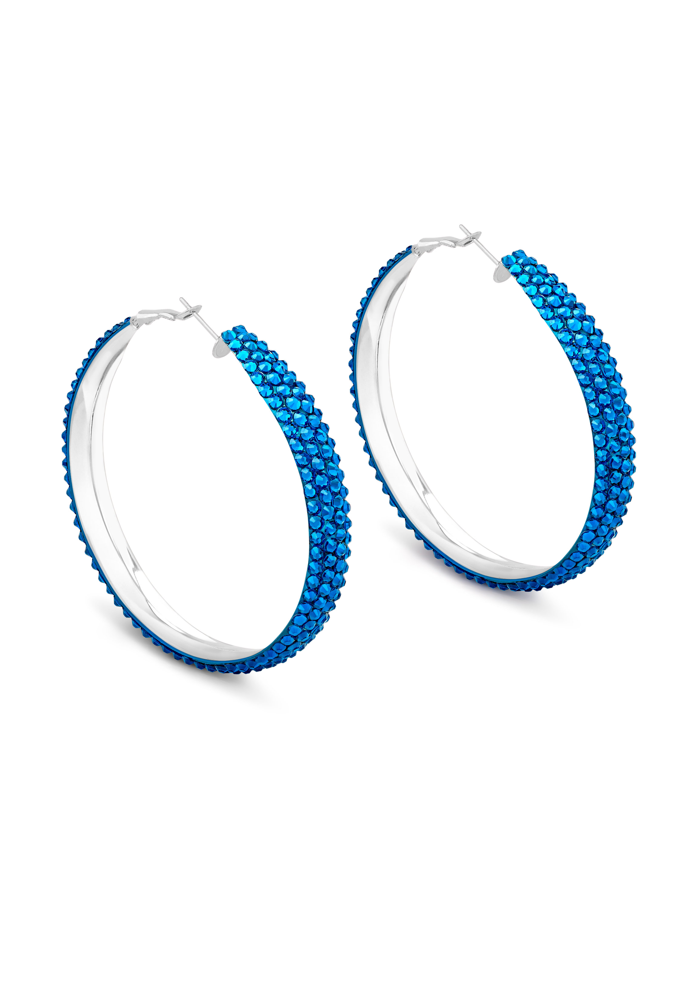 Classic Shine Hoop Earrings-L (2.5 X 2.5 inch)-Capri Blue