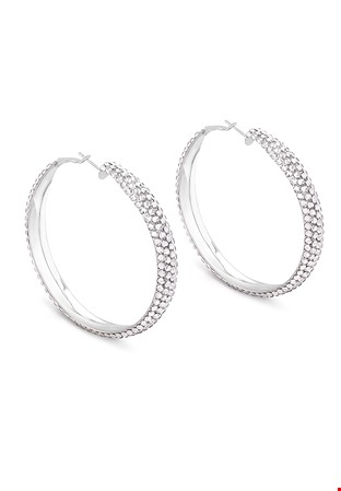Classic Shine Hoop Earrings-L (2.5 X 2.5 inch)-Crystal