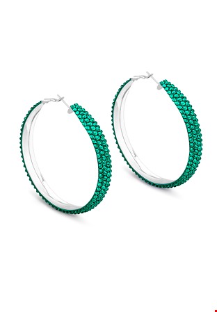 Classic Shine Hoop Earrings-L (2.5 X 2.5 inch)-Emerald