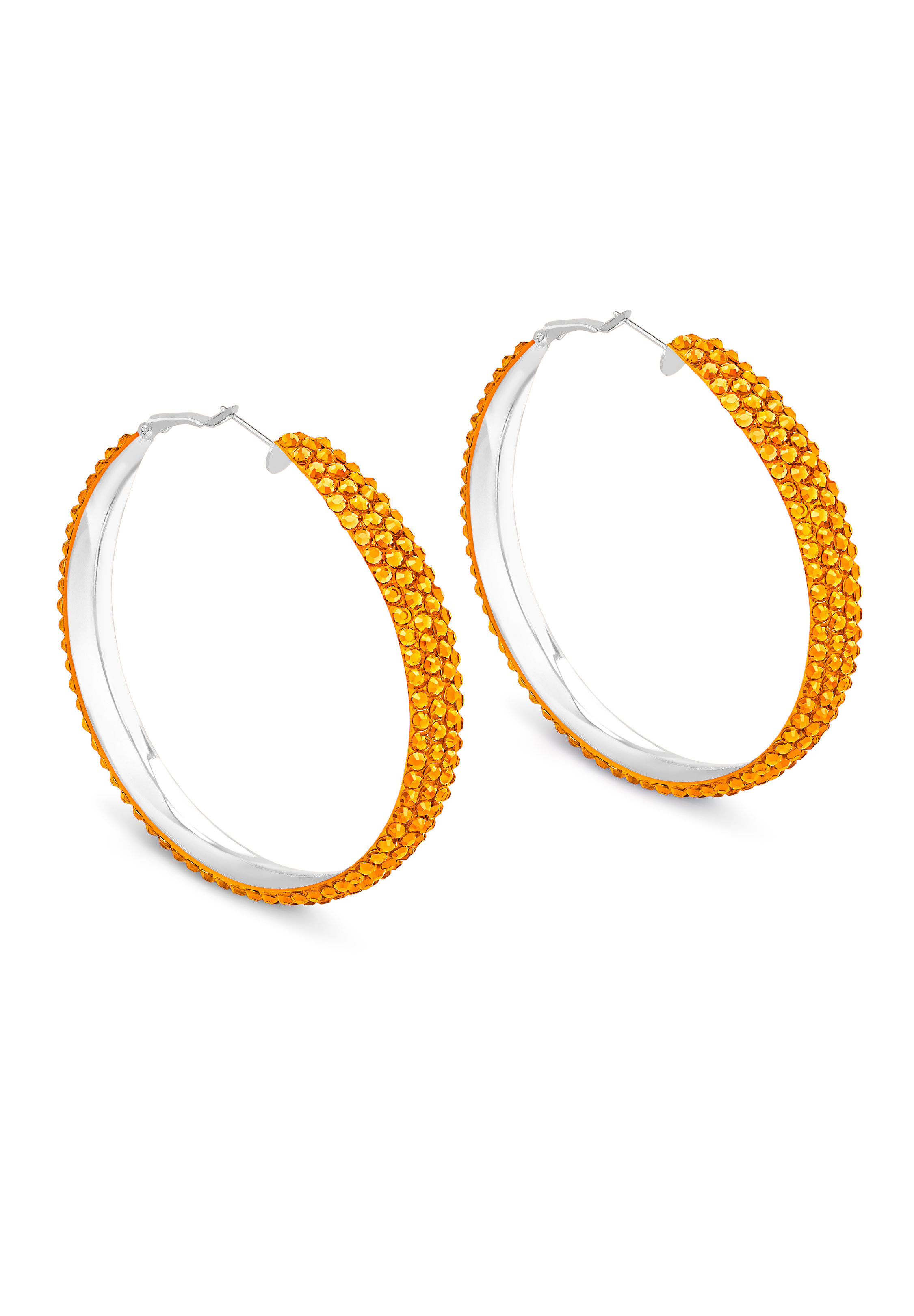 Classic Shine Hoop Earrings-L (2.5 X 2.5 inch)-Topaz