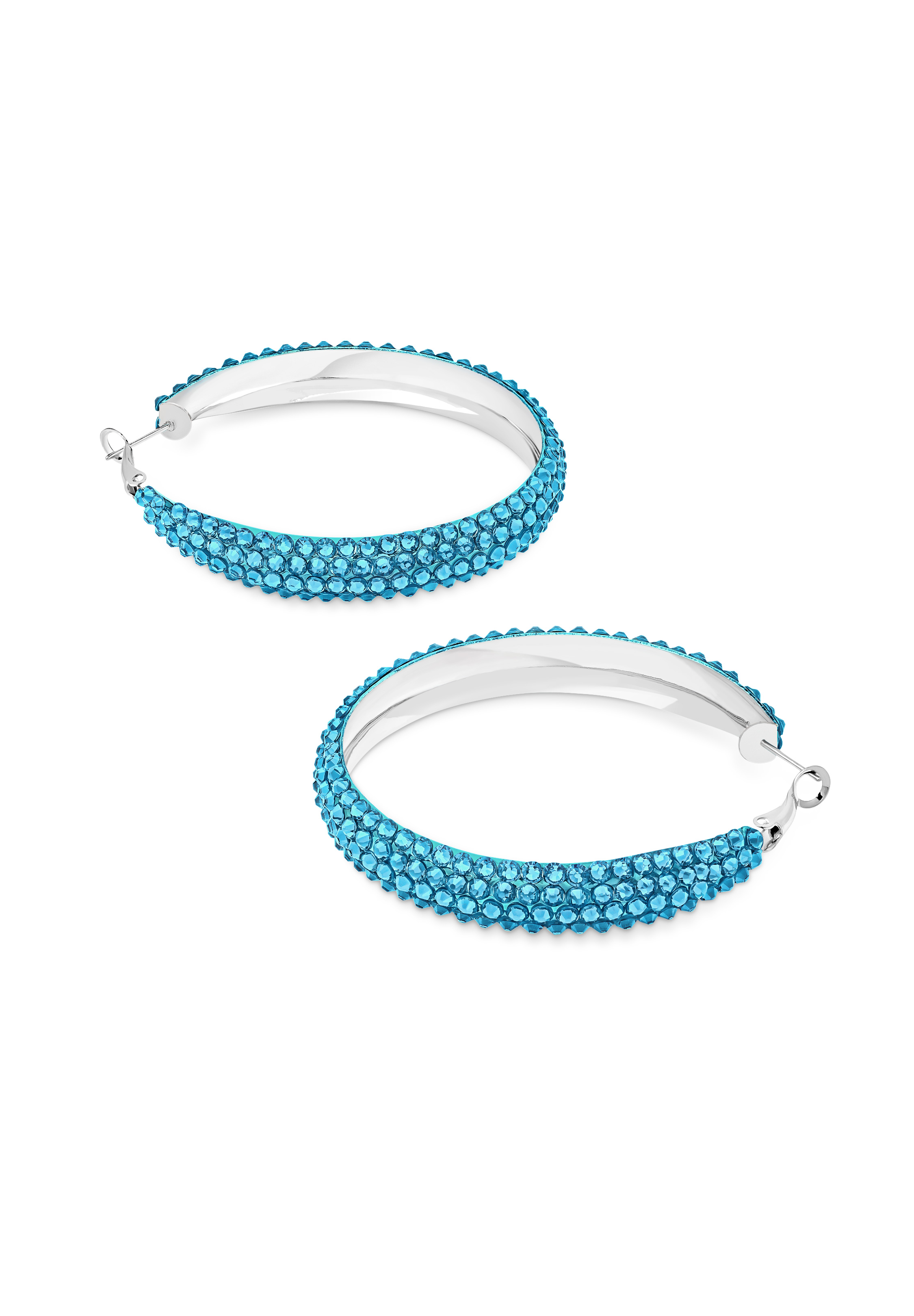 Classic Shine Hoop Earrings-M (2 x 2 inch)-Aquamarine