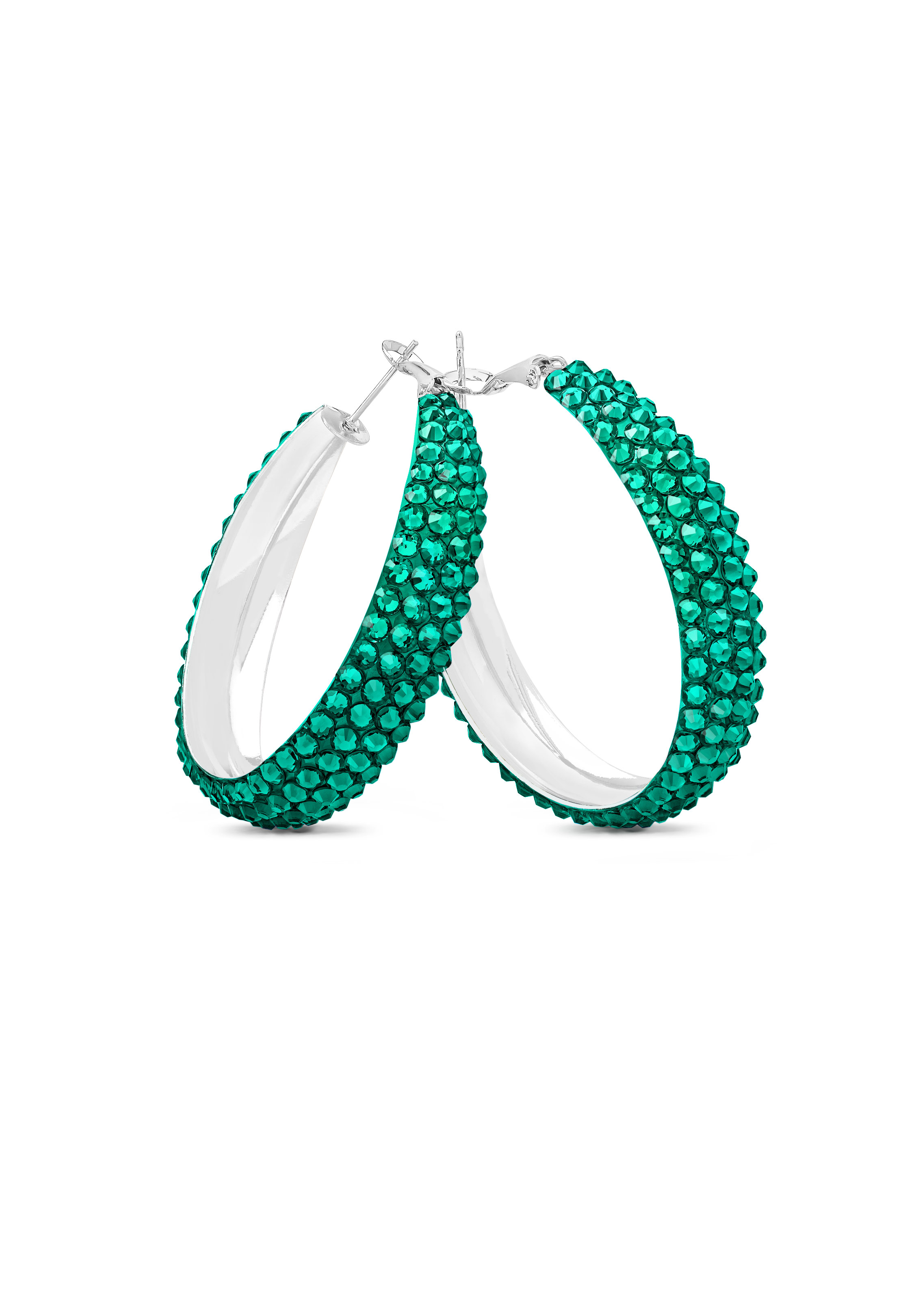 Classic Shine Hoop Earrings-S (1.75 X 1.75 inch)-Emerald