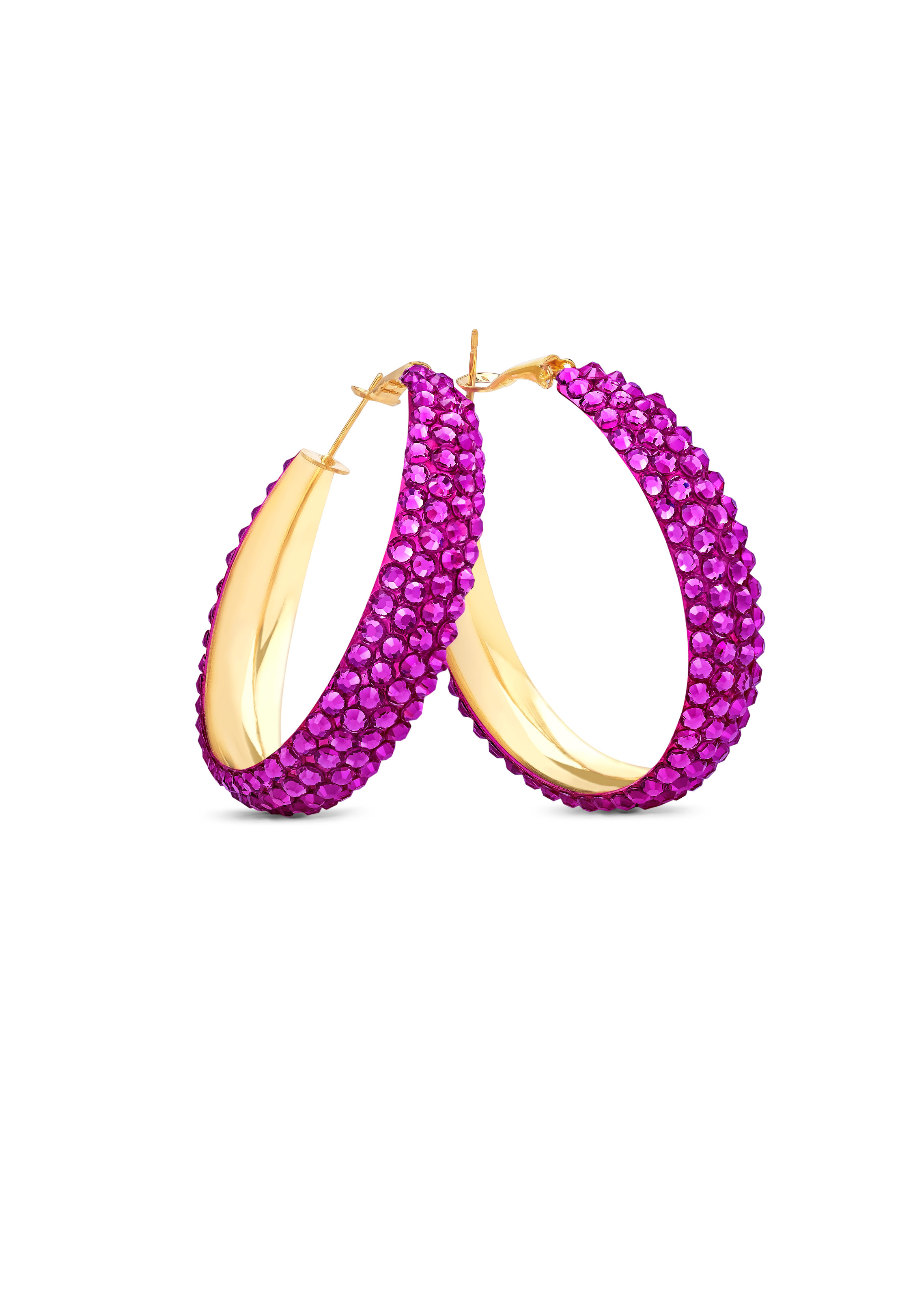 Classic Shine Hoop Earrings-S (1.75 X 1.75 inch)-Fuchsia