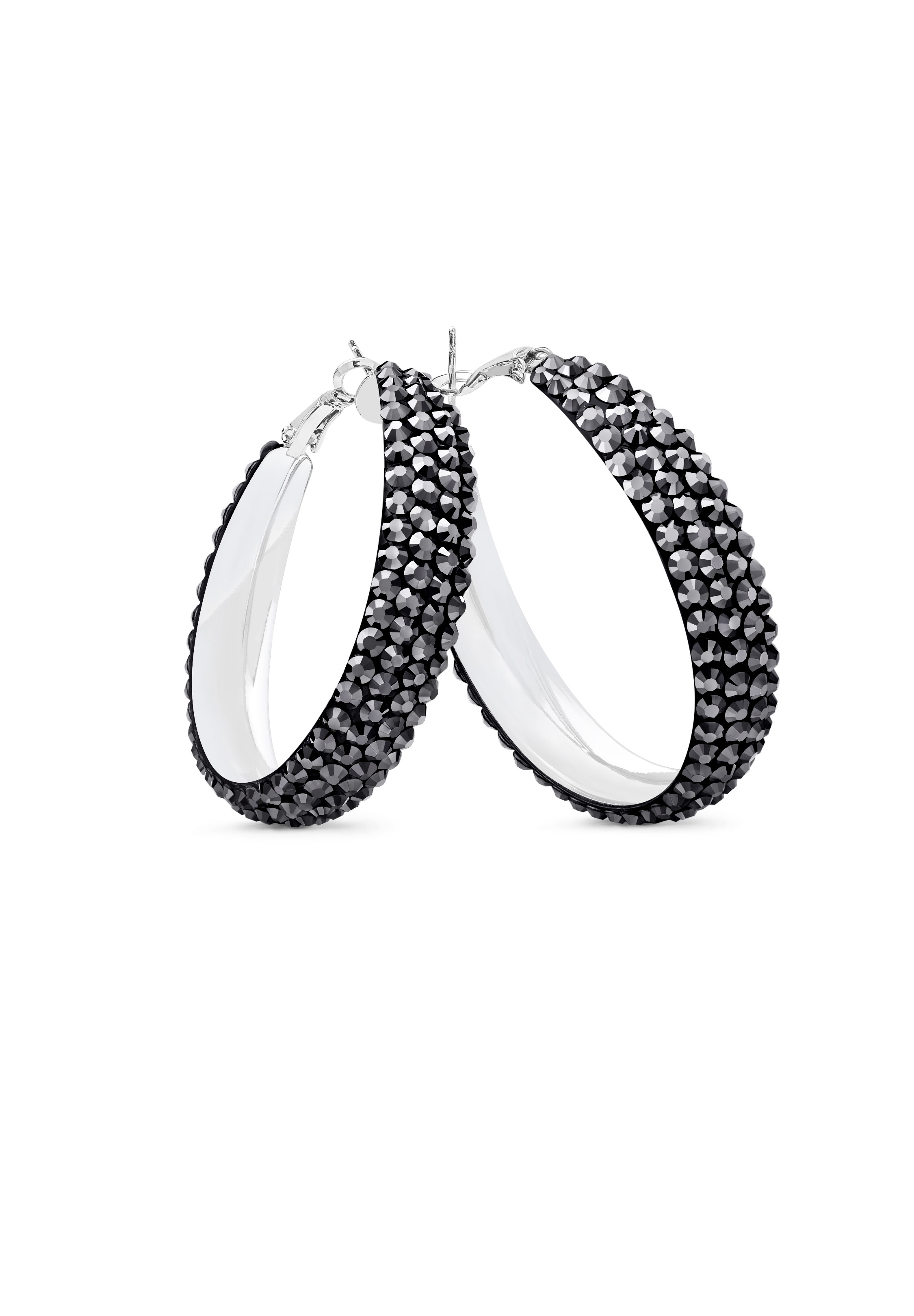 Classic Shine Hoop Earrings-S (1.75 X 1.75 inch)-Jet Hematite
