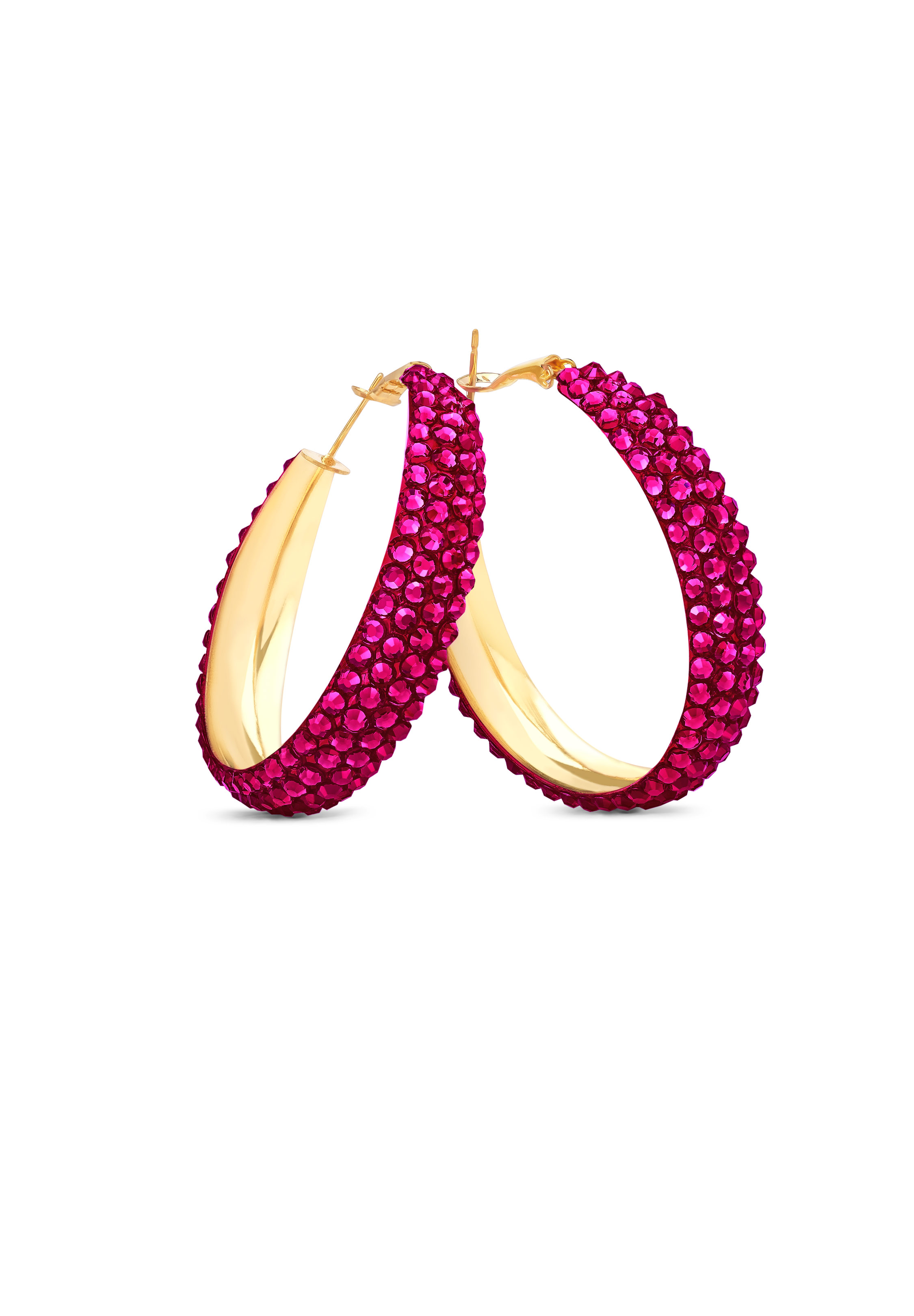 Classic Shine Hoop Earrings-S (1.75 X 1.75 inch)-Ruby