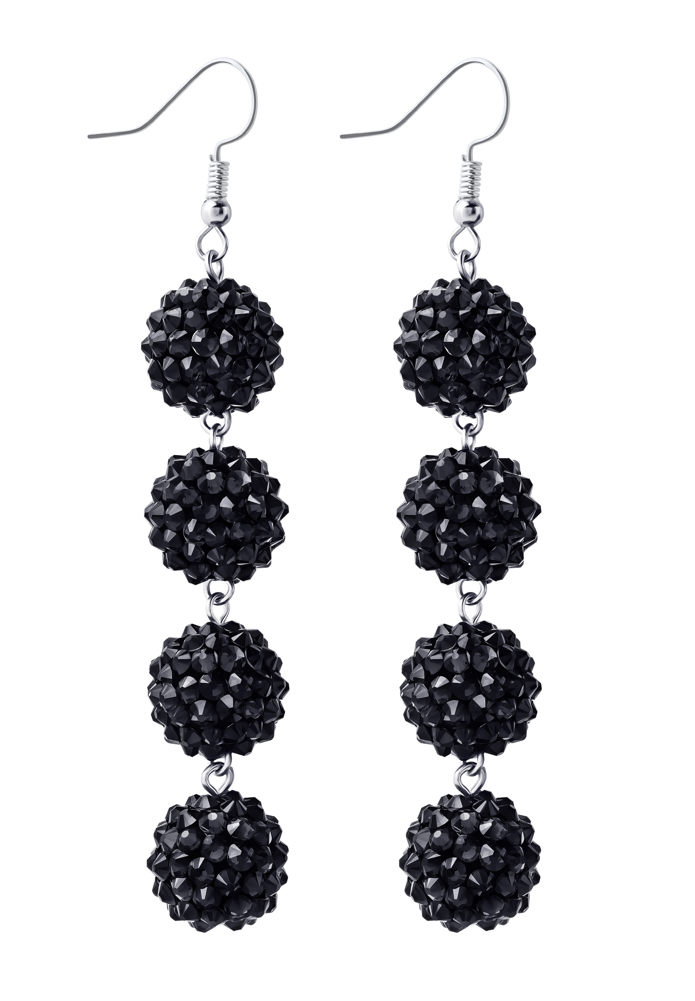 Crystal Disco Ball Earrings-Jet