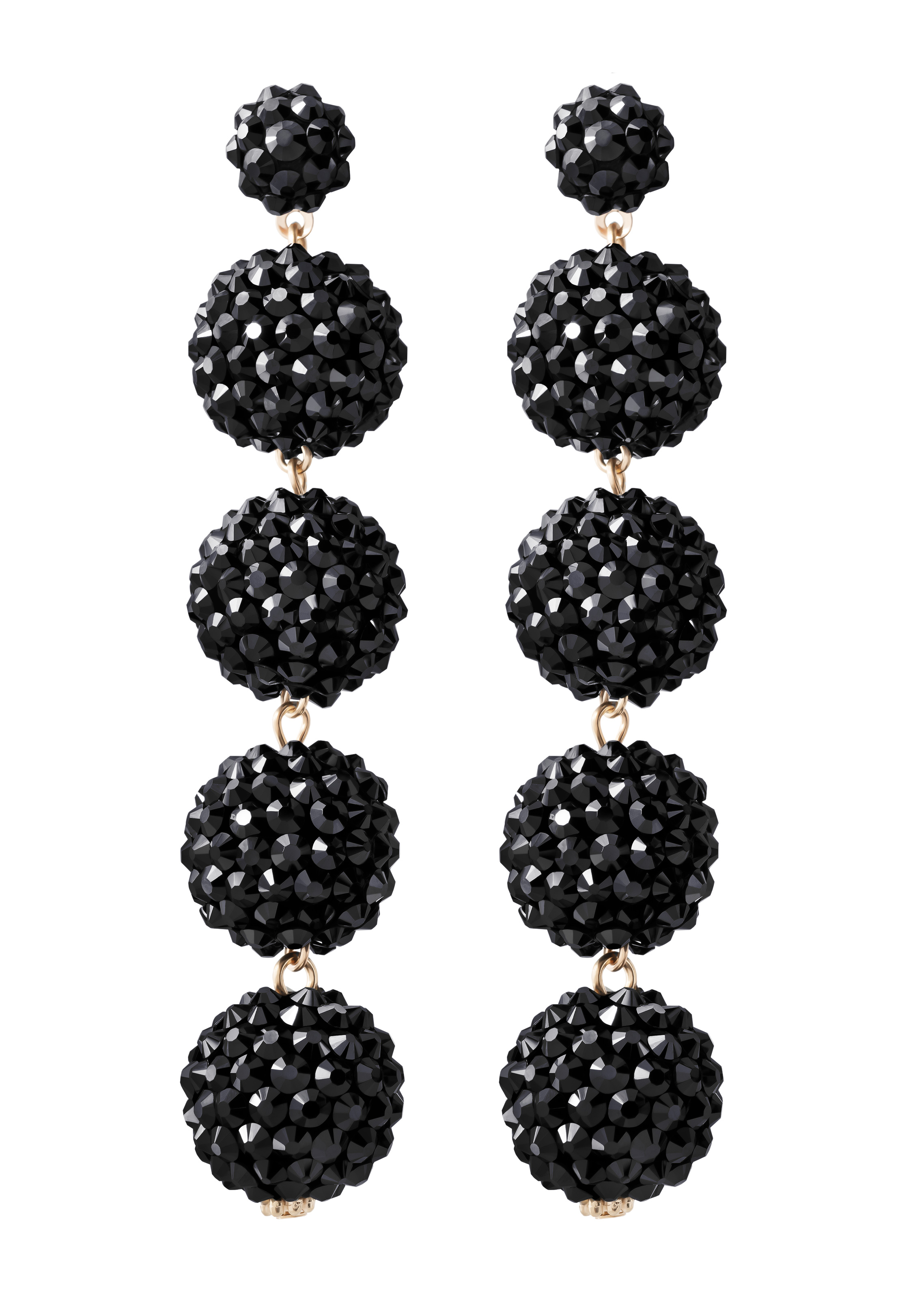 Crystal Drop Ball Earrings-Jet