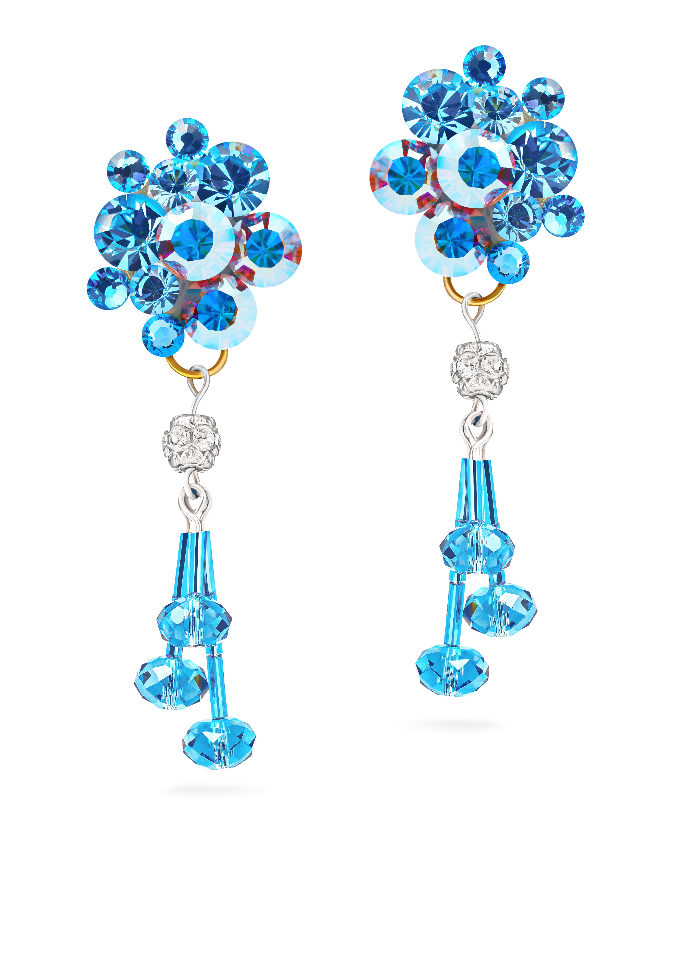 Crystal Wave Hoop Earrings-Crystal