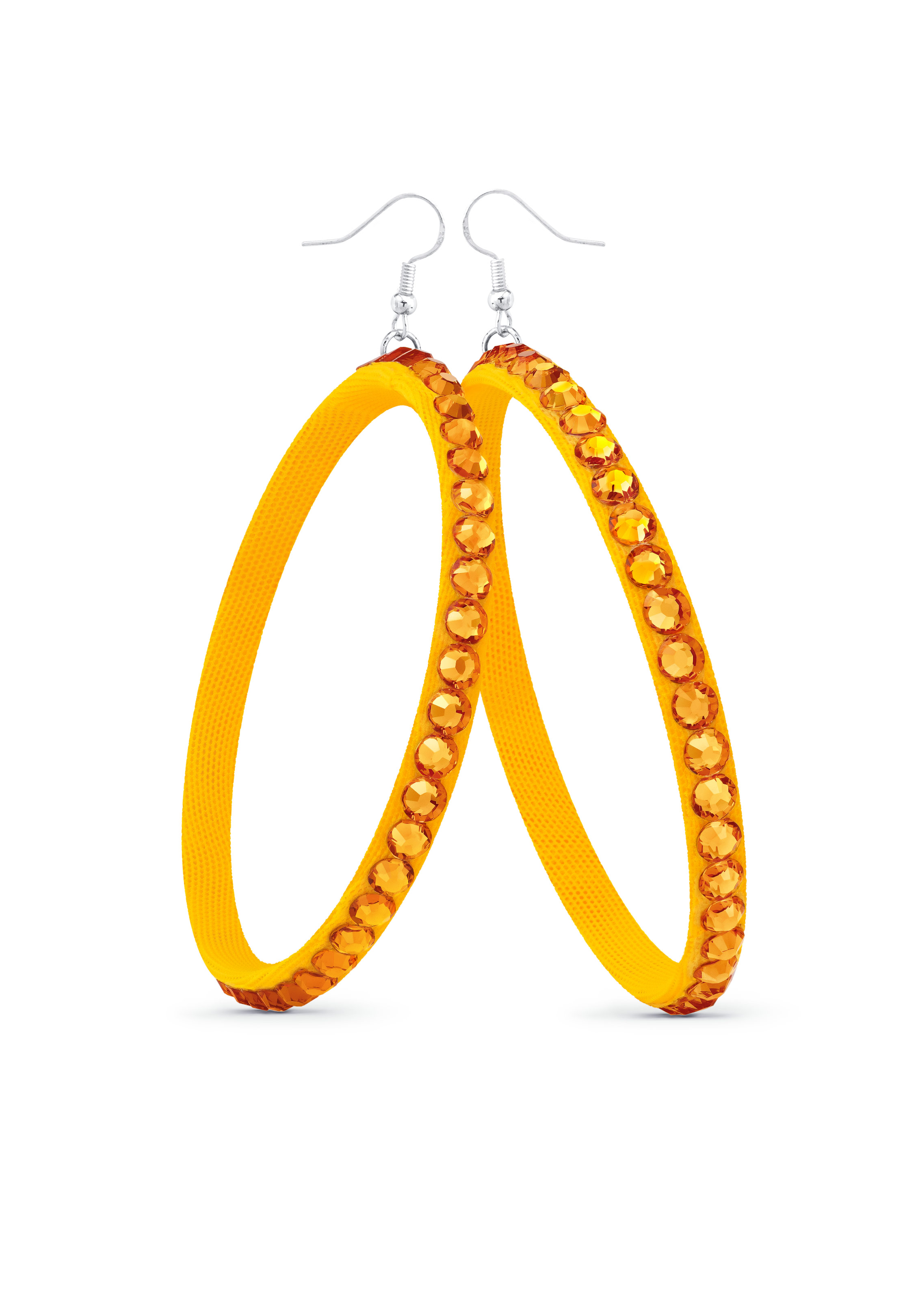Crystal Wave Hoop Earrings-Light Rose