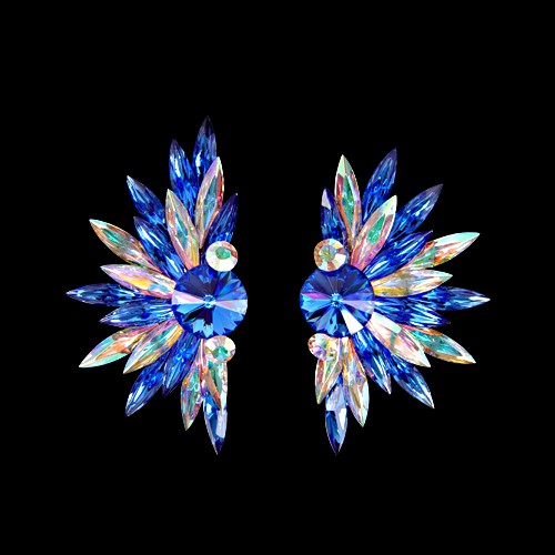 Rhinestone Earring 204132 SPCAB-Sapphire / Crystal AB