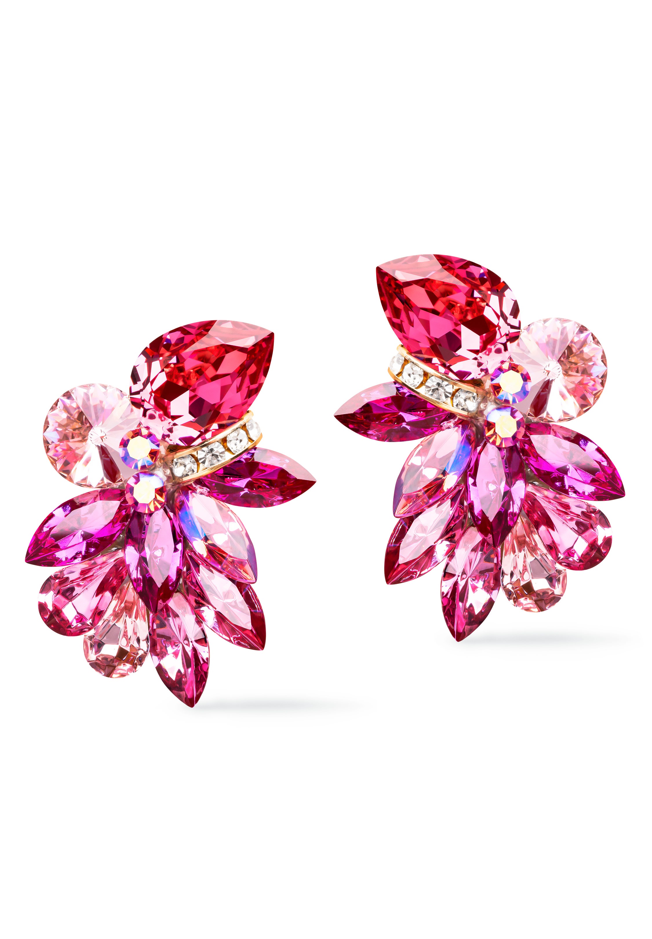 Rhinestone Earring 204148 RSFCLR-Rose / Fuchsia / Light Rose