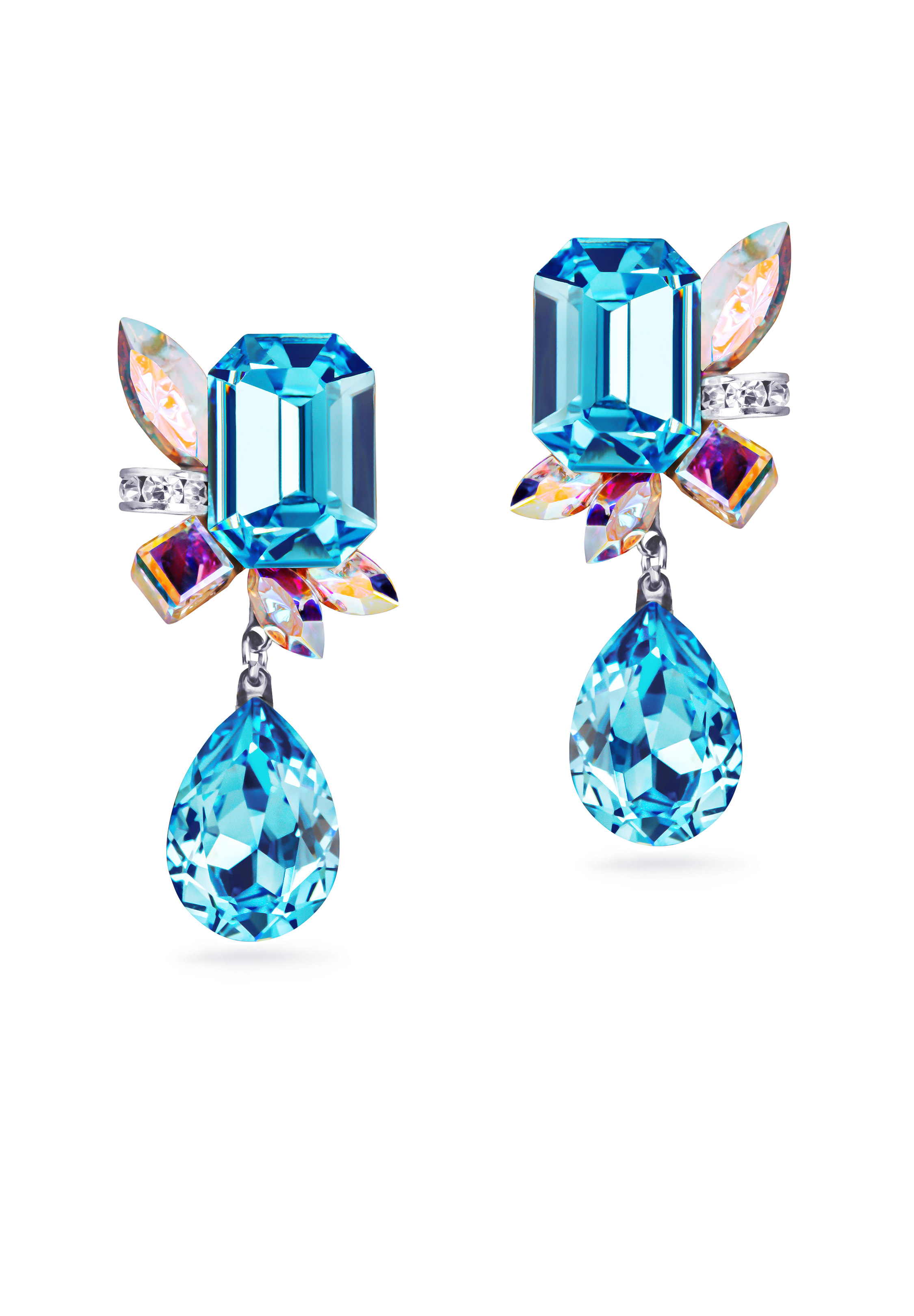 Rhinestone Earring 204150 AQ-Aquamarine