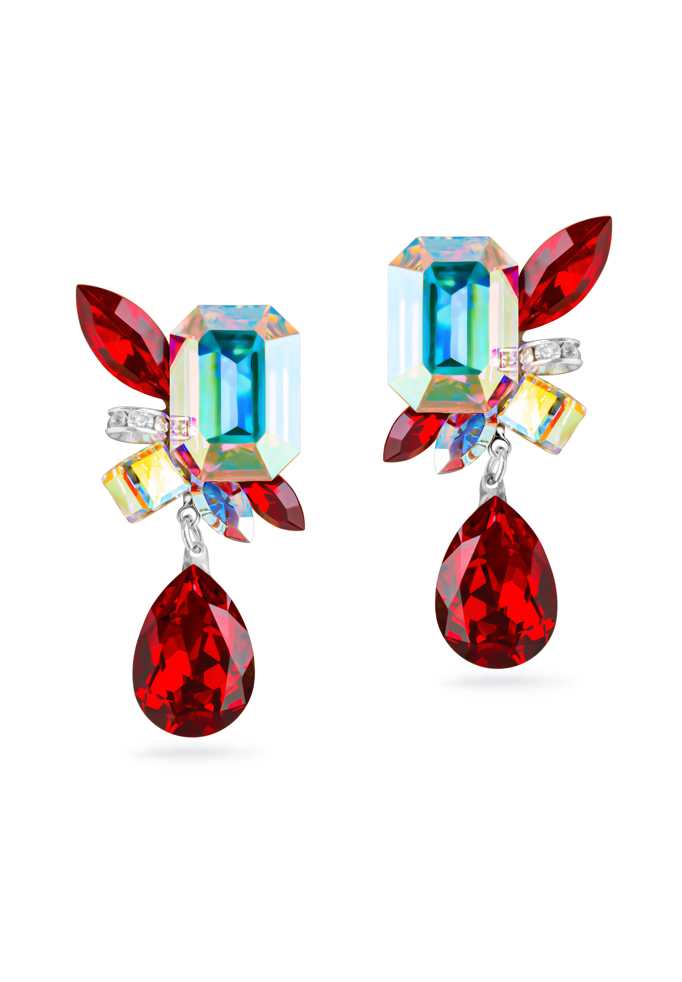Rhinestone Earring 204150 SMCAB-Siam / Crystal AB