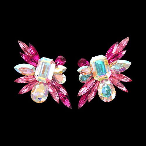Rhinestone Earring 204151 FC-Fuchsia