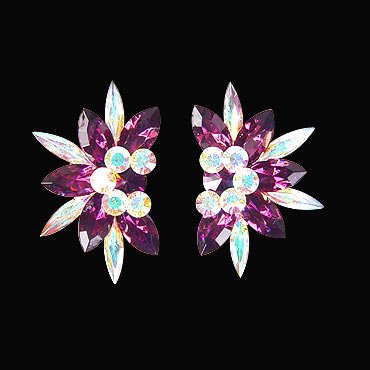 Rhinestone Earring 204167 AM-Amethyst