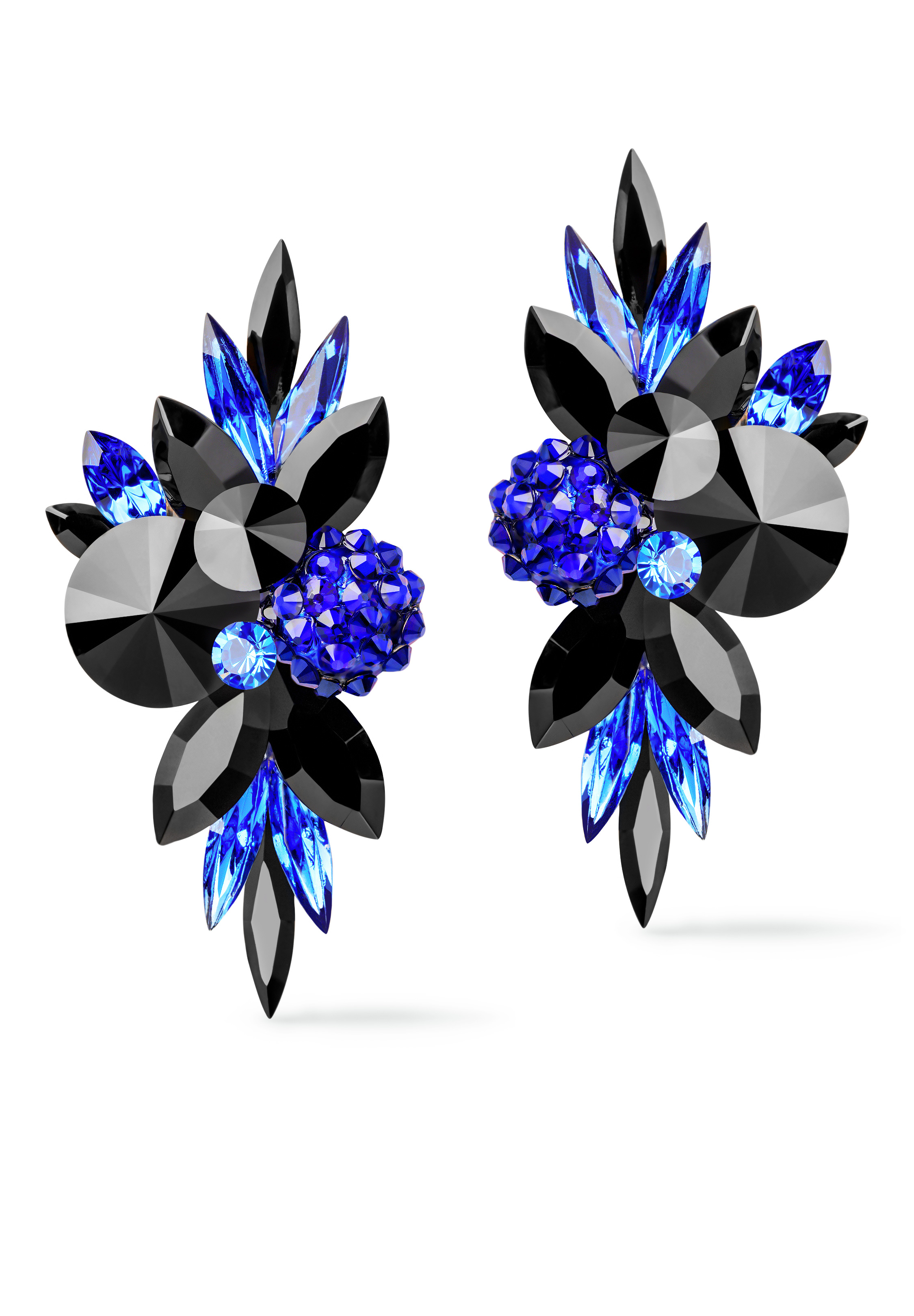 Rhinestone Earring 204171 JTSP-Jet / Sapphire