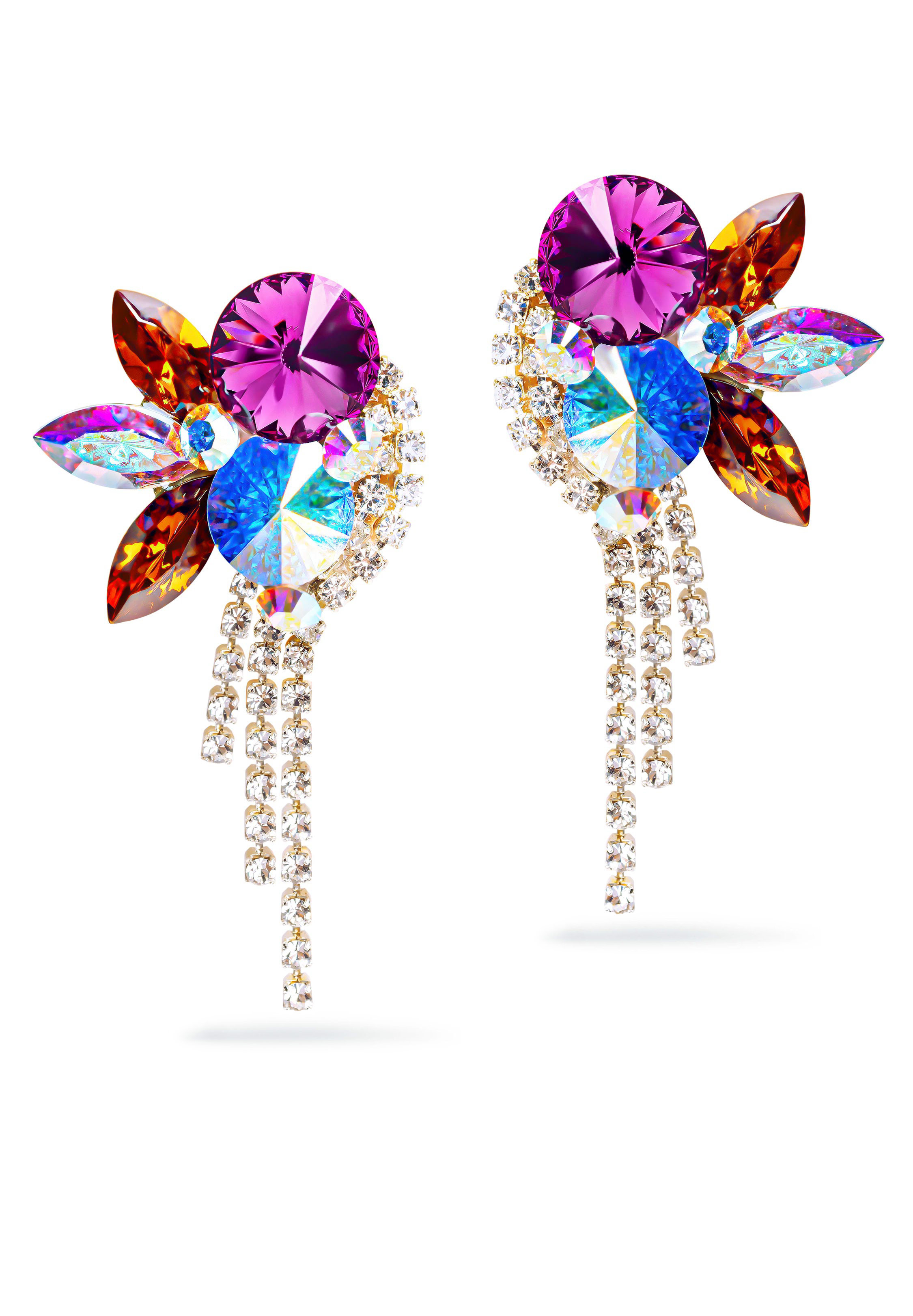 Rhinestone Earring 204178 AMCAB-Amethyst /  Crystal AB
