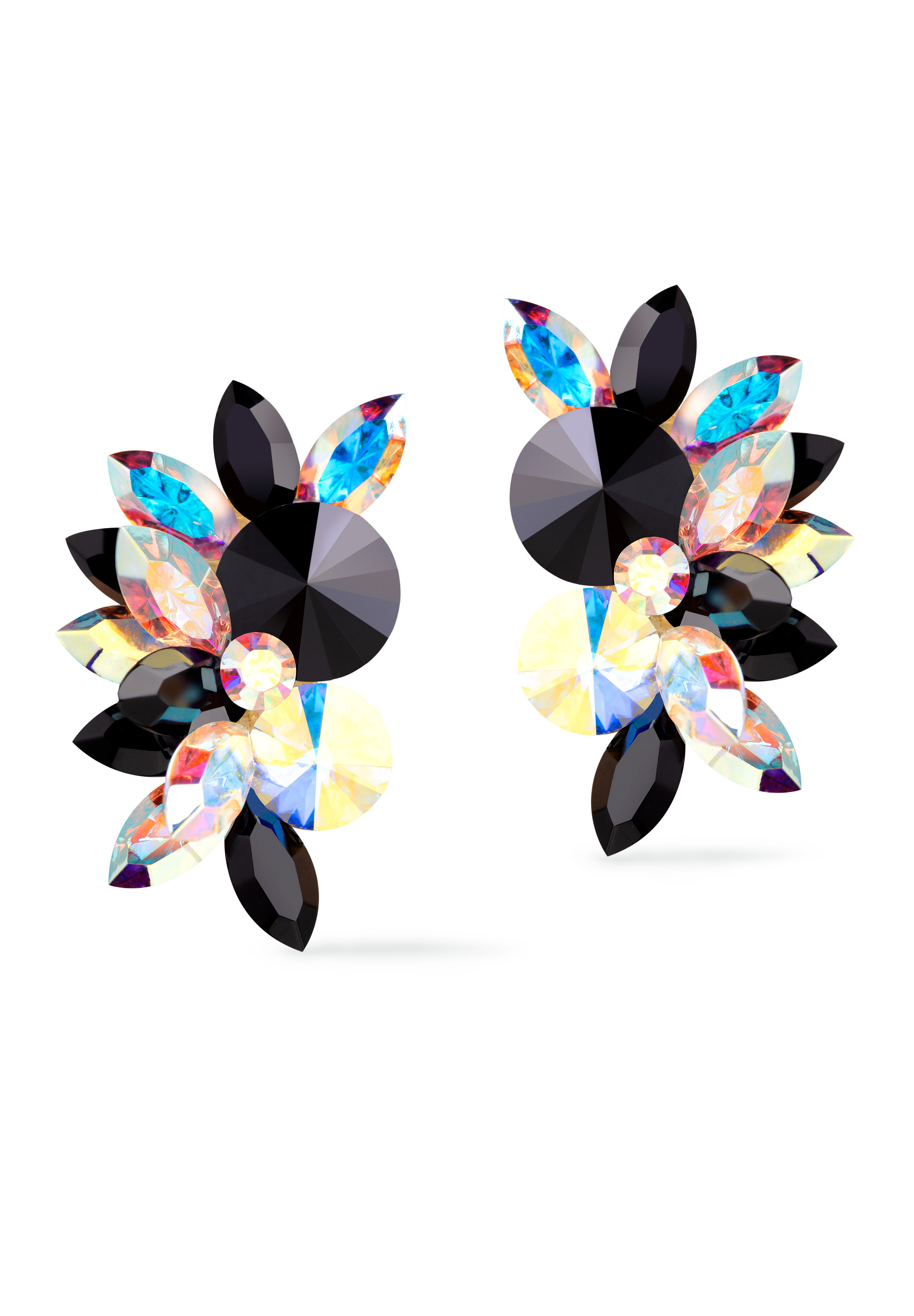 Rhinestone Earring 204187 CABJT-Crystal AB / Jet