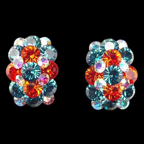 Rhinestone Earring 204257 BZLSM-Blue Zircon / Light Siam