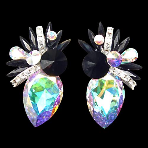 Rhinestone Earring 2045 CABJT-Crystal AB / Jet