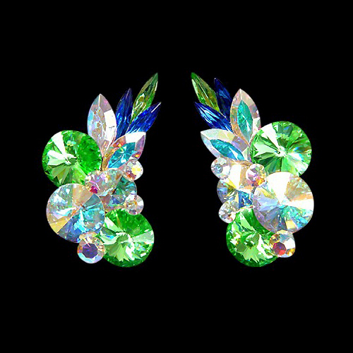 Rhinestone Earring 2078 PRCAB-Peridot / Crystal AB