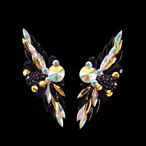 Rhinestone Earring 2082 JTCAB-Jet / Crystal AB