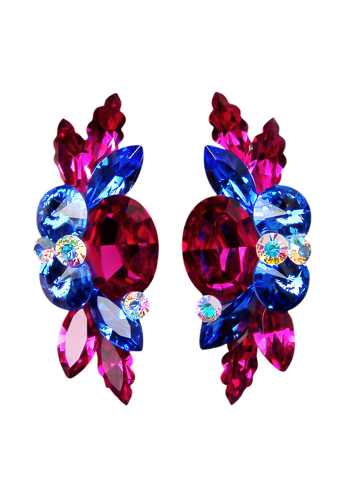 Rhinestone Earring 2087 FCSP-Fuchsia / Sapphire