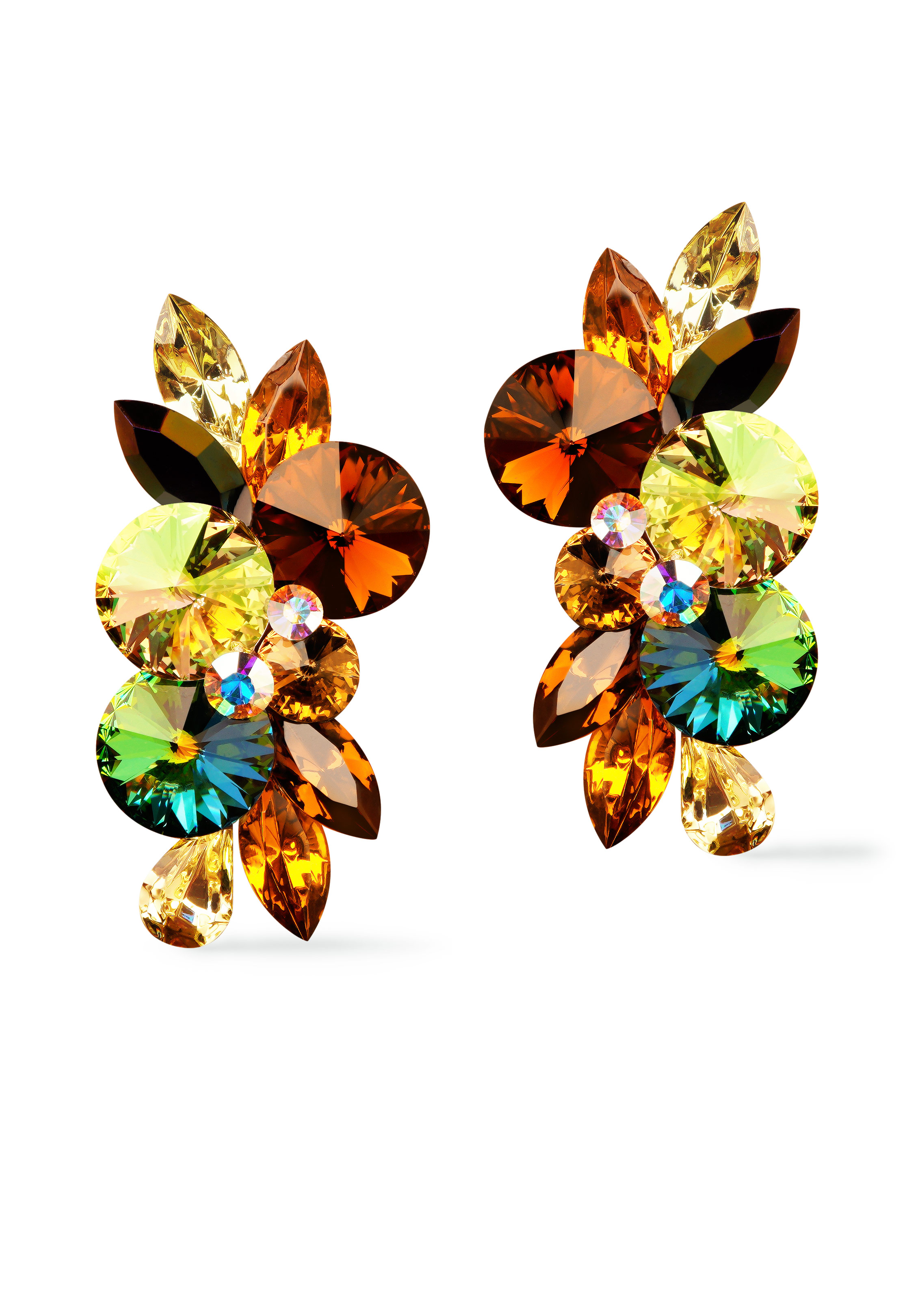 Rhinestone Earring 2128 STJQVC-Smoked Topaz / Jonquil / Volcano