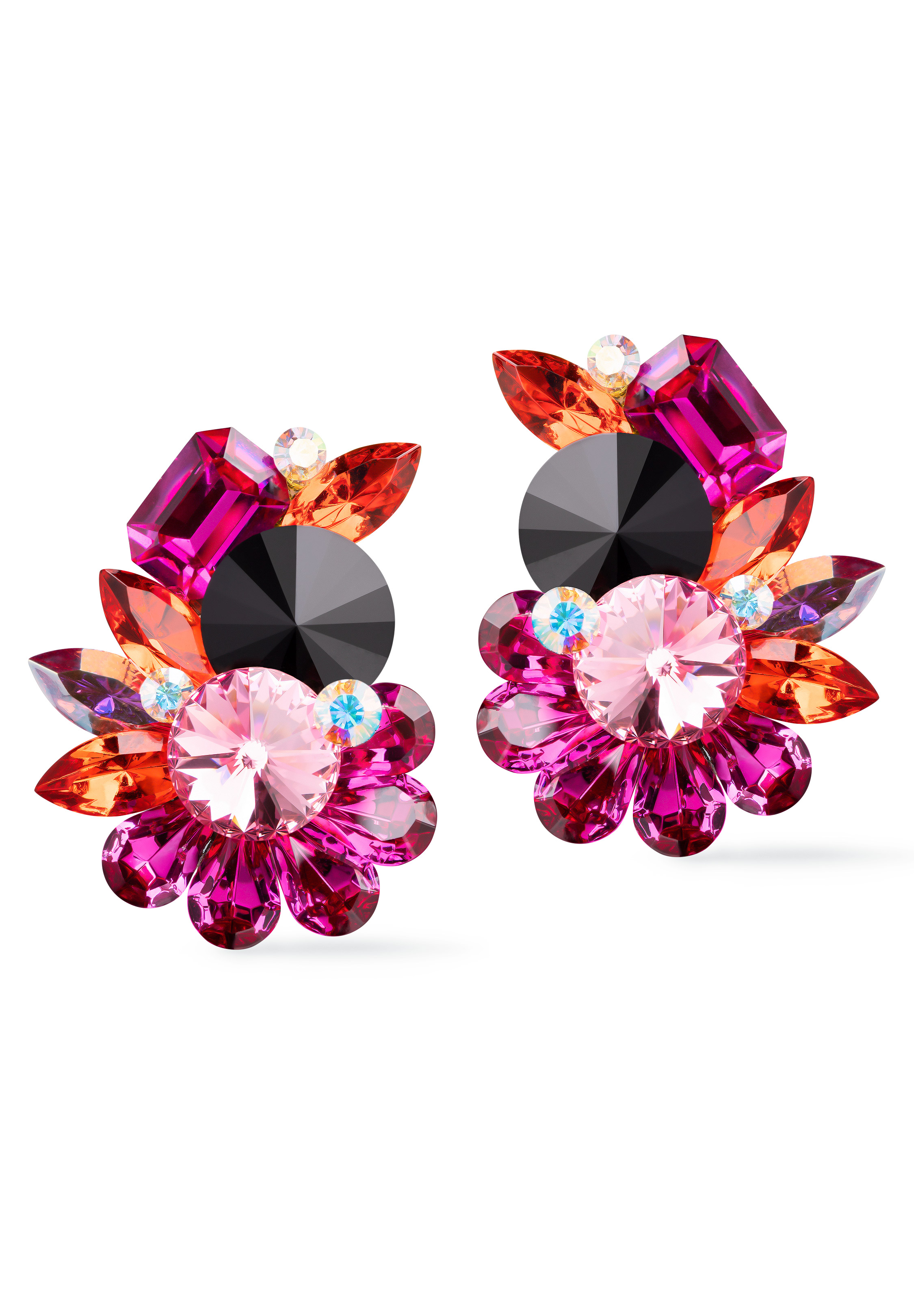 Rhinestone Earring 2130 FCJT-Fuchsia / Jet / Hyacinth