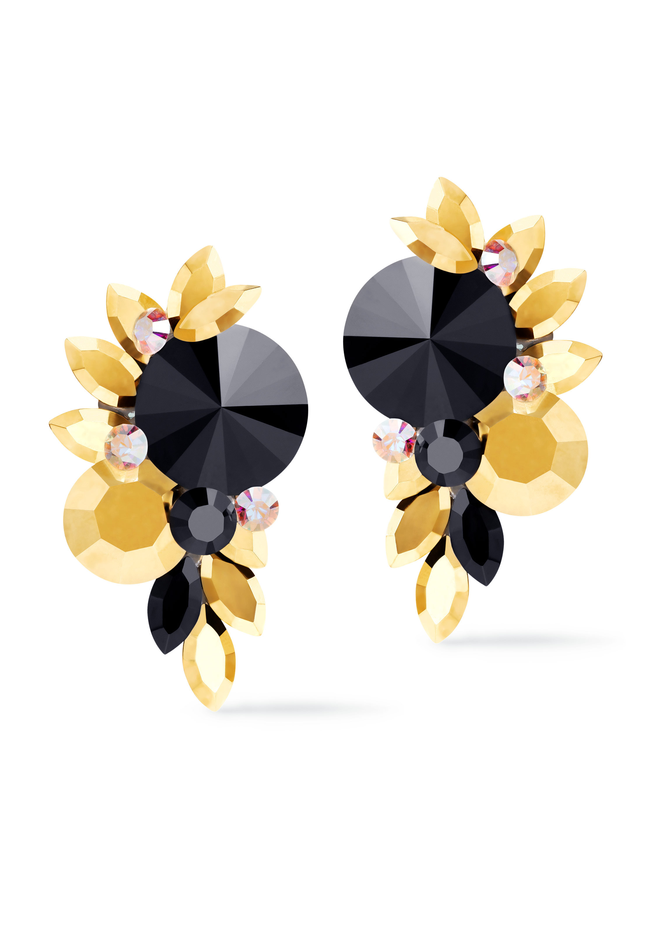 Rhinestone Earring 2132 GDJT-Gold / Jet