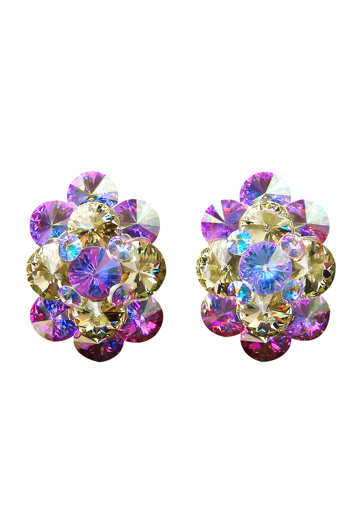 Rhinestone Earring 810387 JQFCAB-Jonquil / Fucsia AB