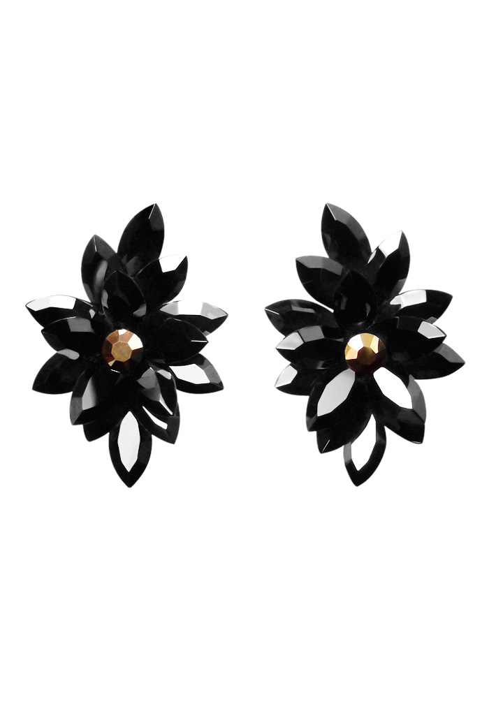 Rhinestone Earring CH01 JTGD-Gold / Jet